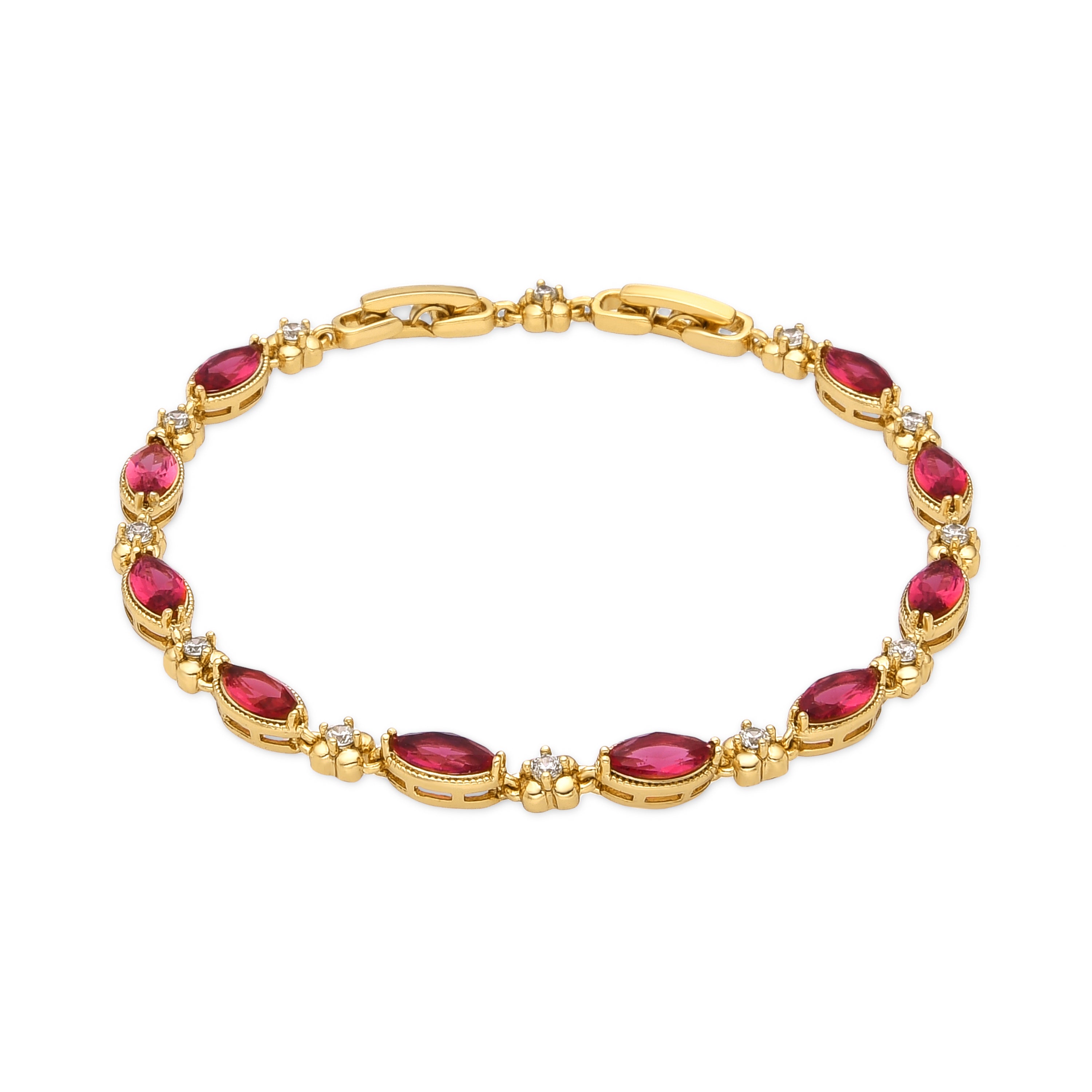 Bracelet with Ruby Zirconia and 18k gold finish - Julie