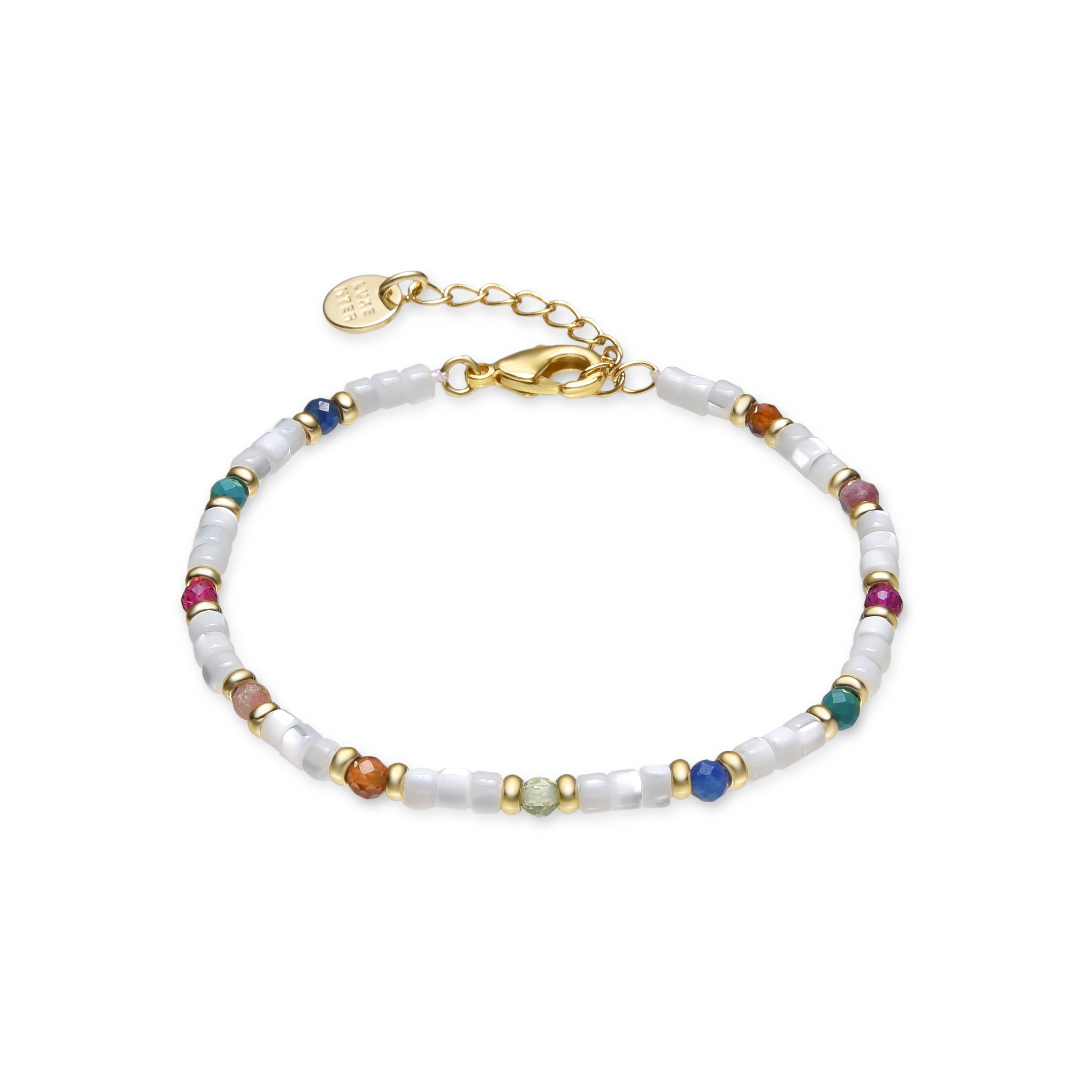 Bracelet with white mother-of-pearl, 18k gold finish - Xolau