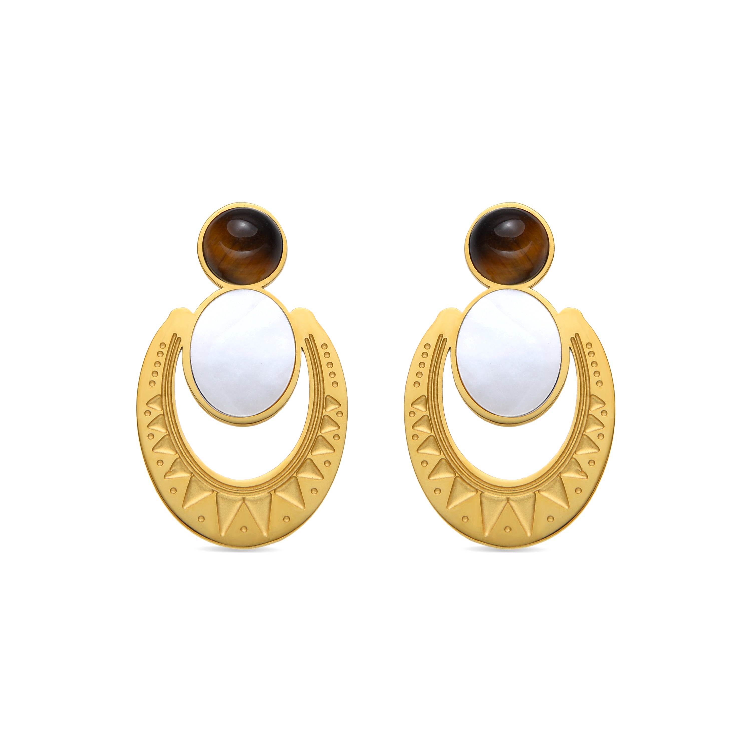 Pendientes con Madreperla Blanca acabado oro 18k - Euwil