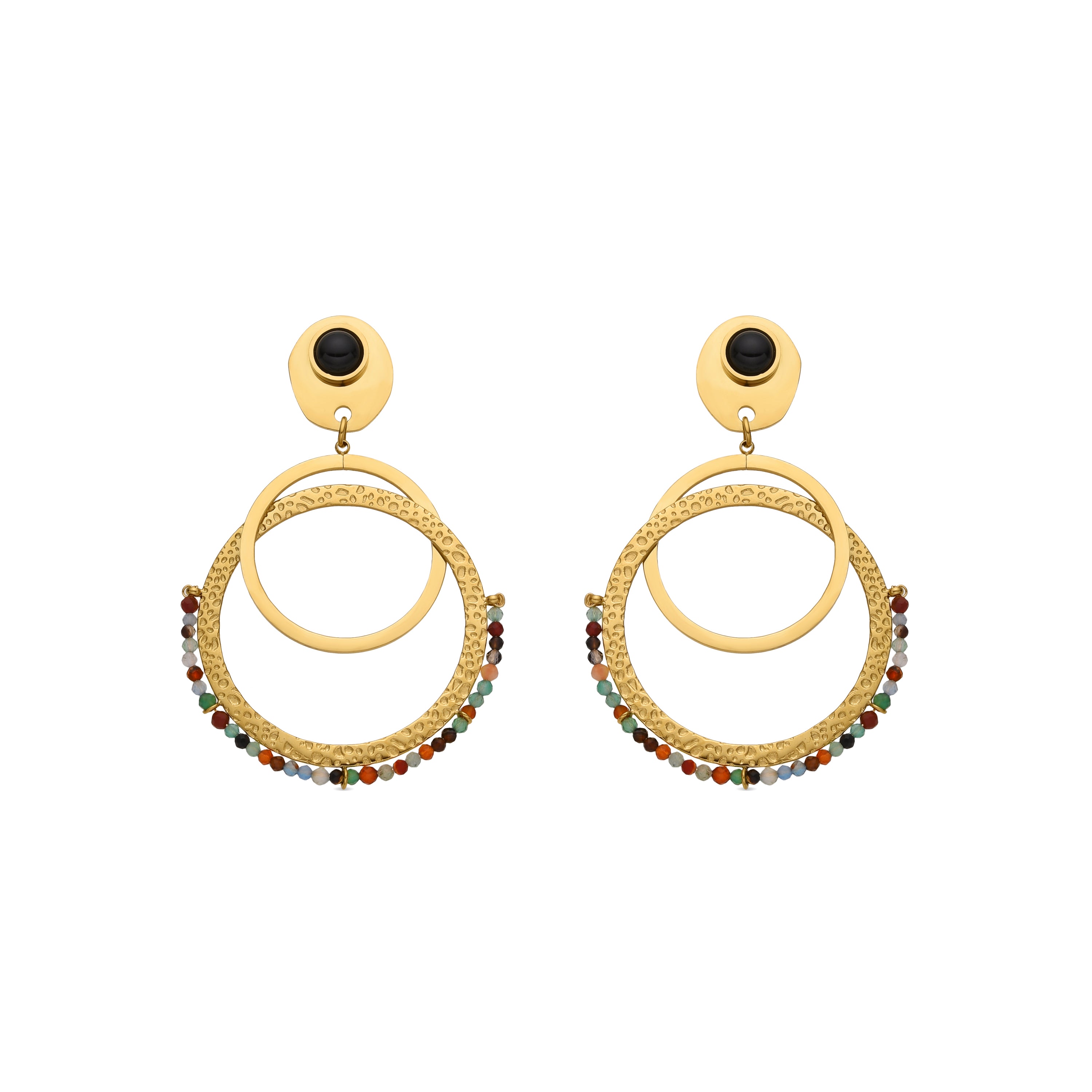 Pendientes con Cristal Multicolor acabado oro 18k - Kharaj