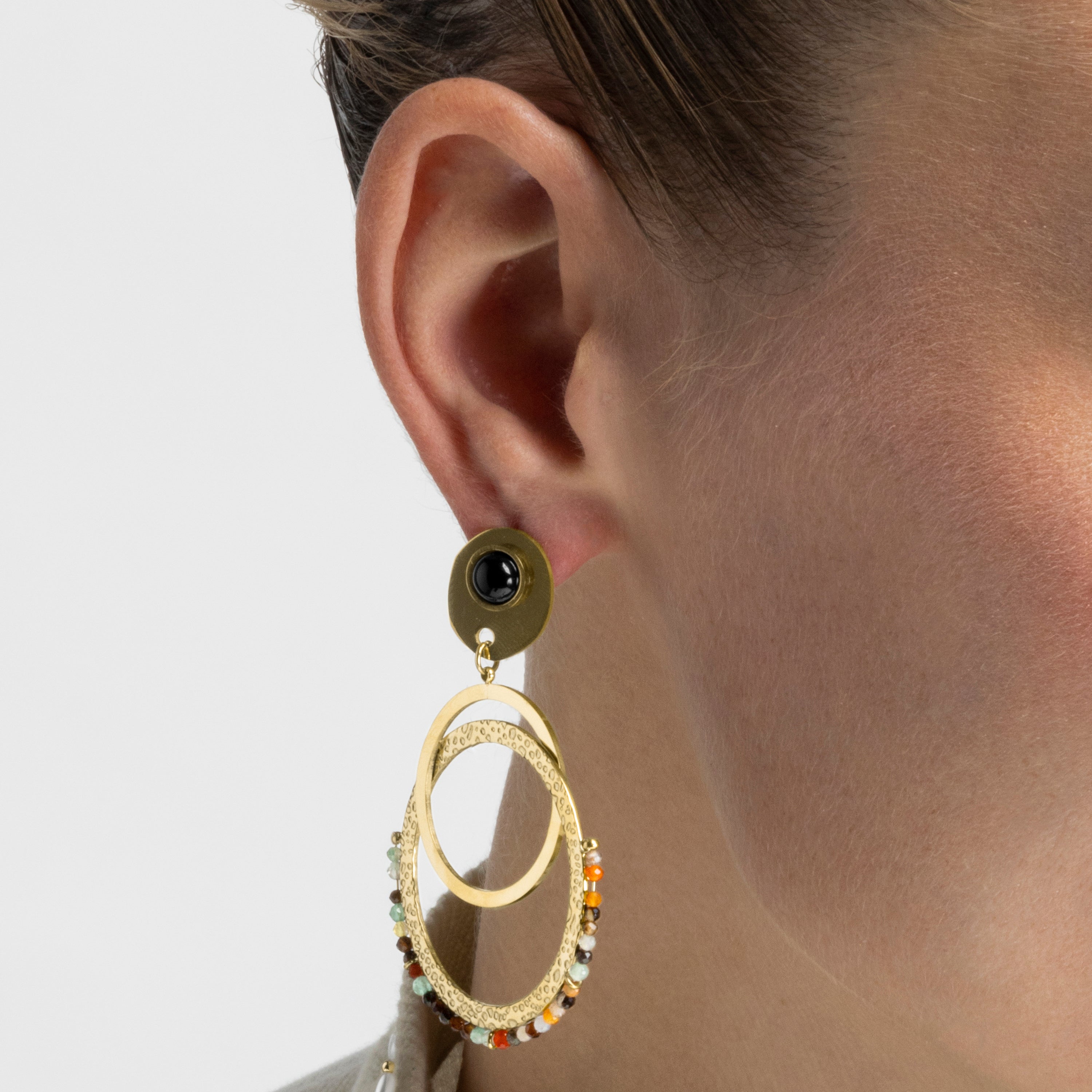 Pendientes con Cristal Multicolor acabado oro 18k - Kharaj
