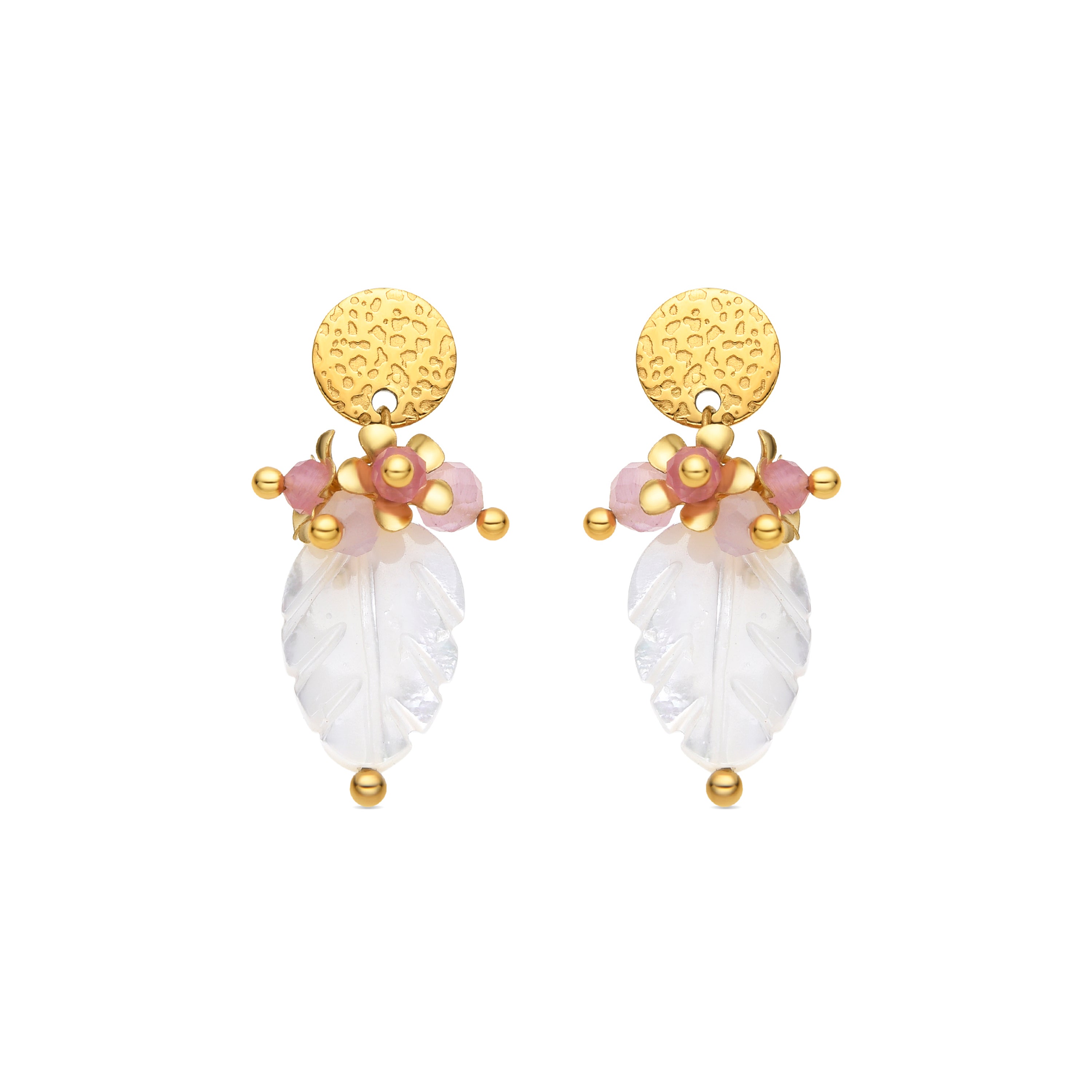 Boucles d'oreilles en nacre blanche finition or 18k - Gaudark