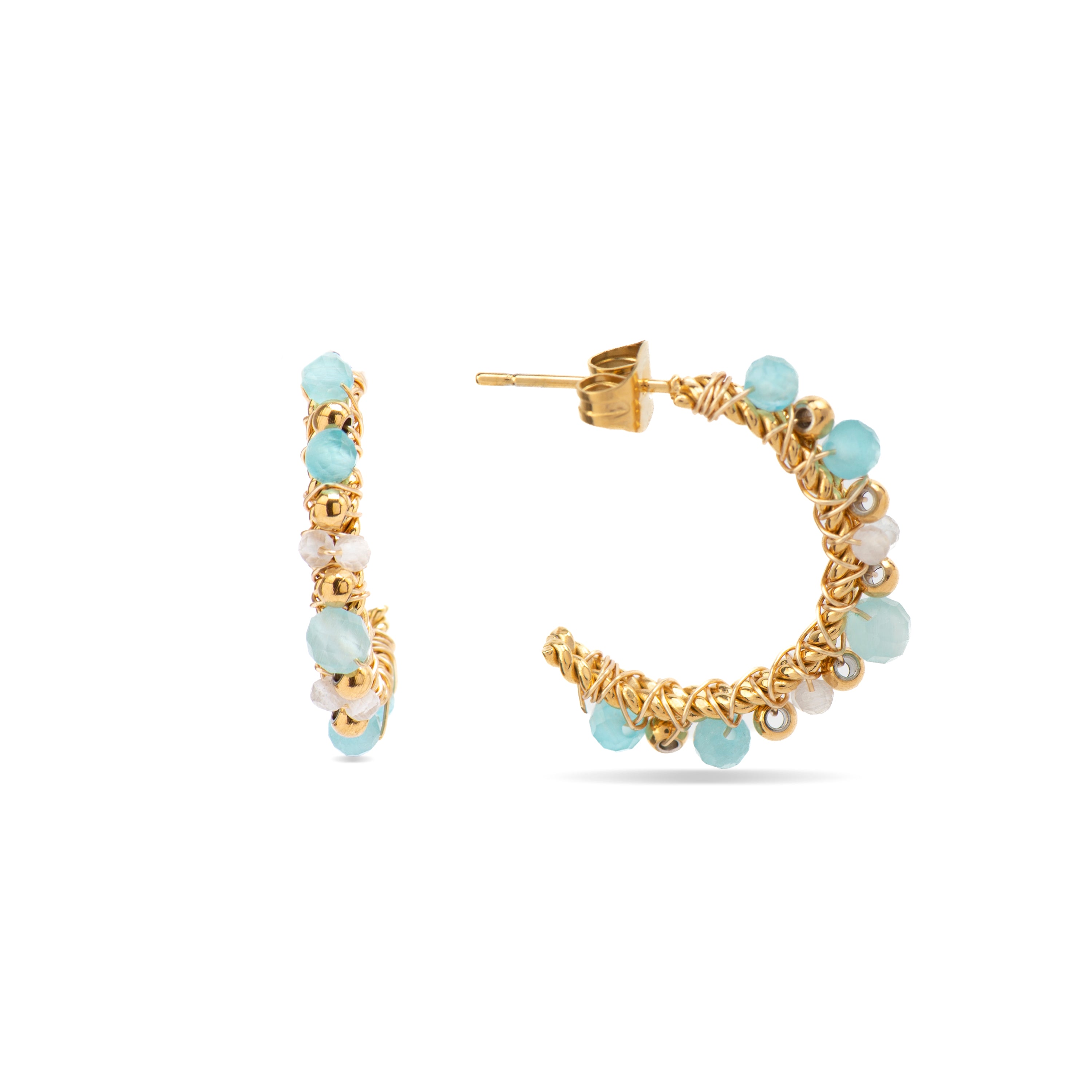 Boucles d'oreilles avec cristal multicolore finition or 18k - Mawan