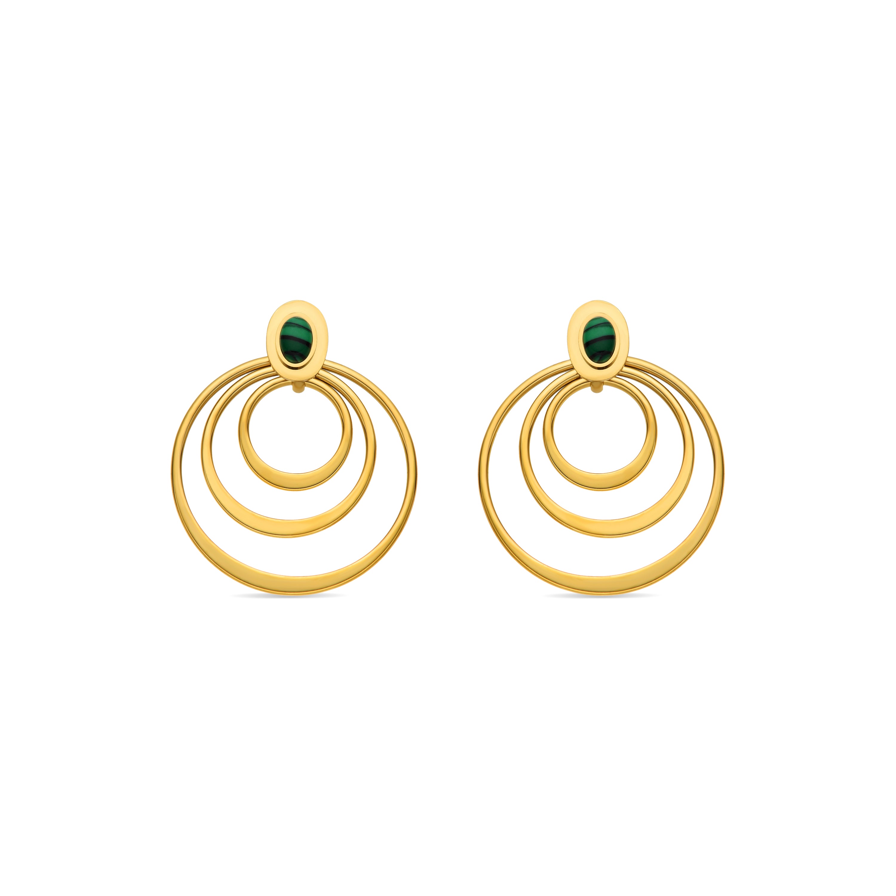 Pendientes con Malaquita acabado oro 18k - Hask