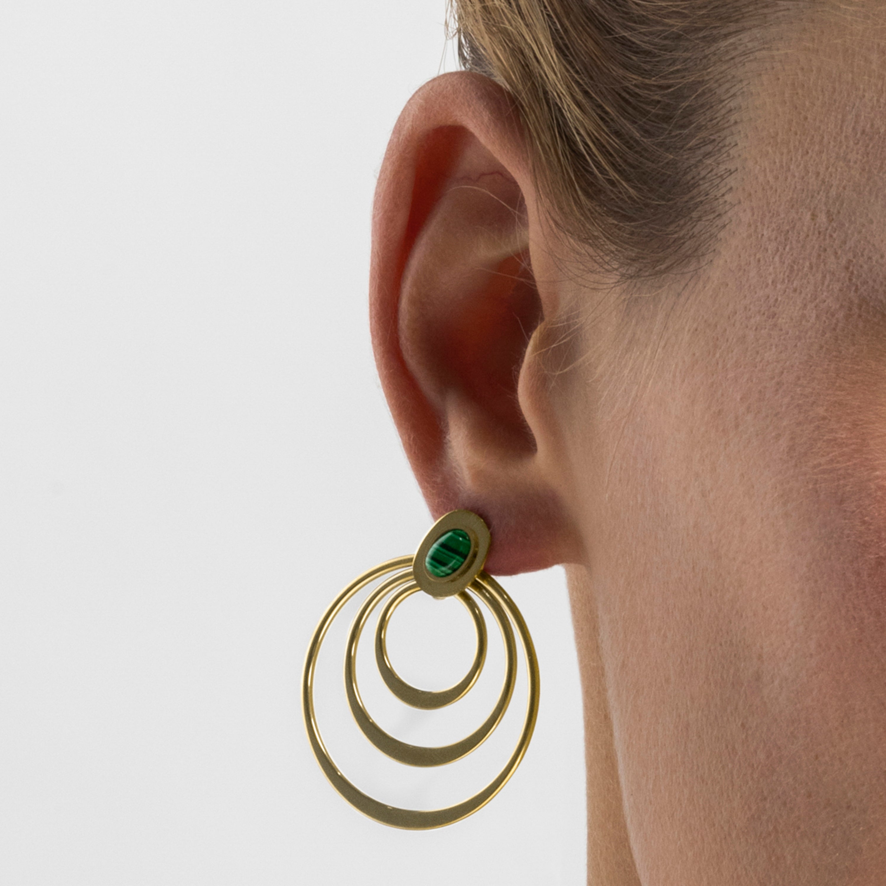 Pendientes con Malaquita acabado oro 18k - Hask