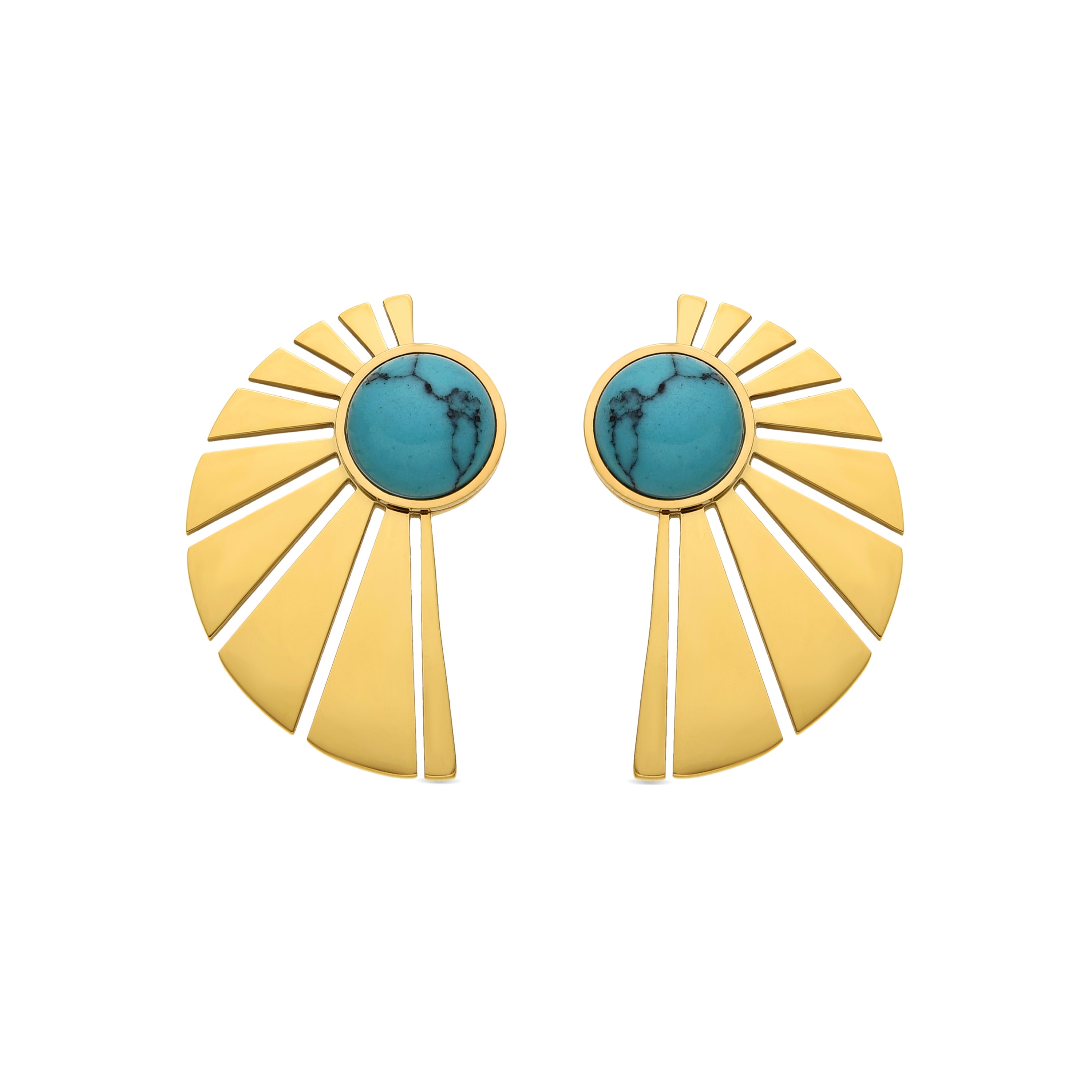Turquoise earrings with 18k gold finish - Kasfa