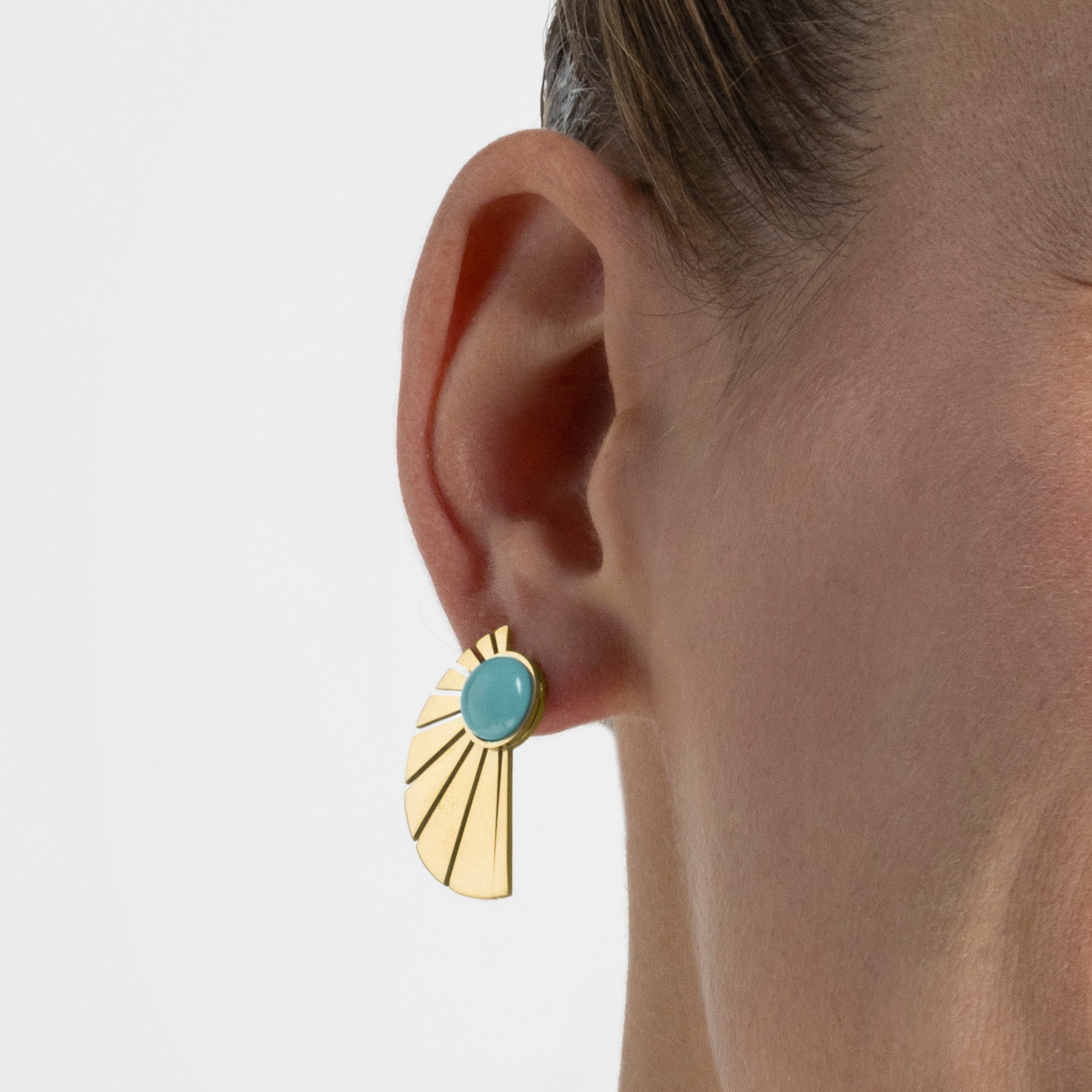 Turquoise earrings with 18k gold finish - Kasfa