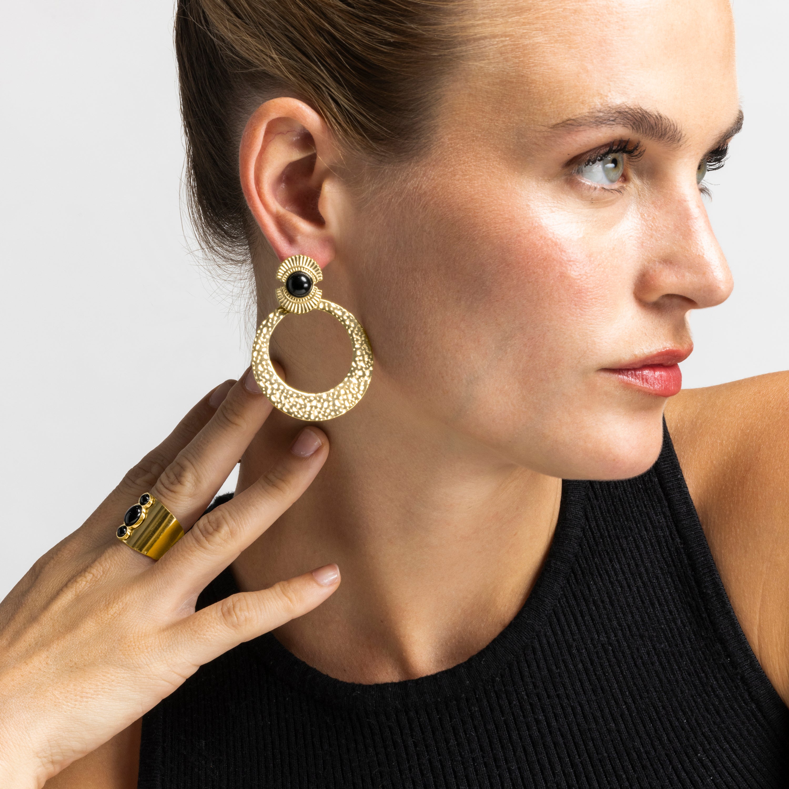 Pendientes con Onix acabado oro 18k - Noraf