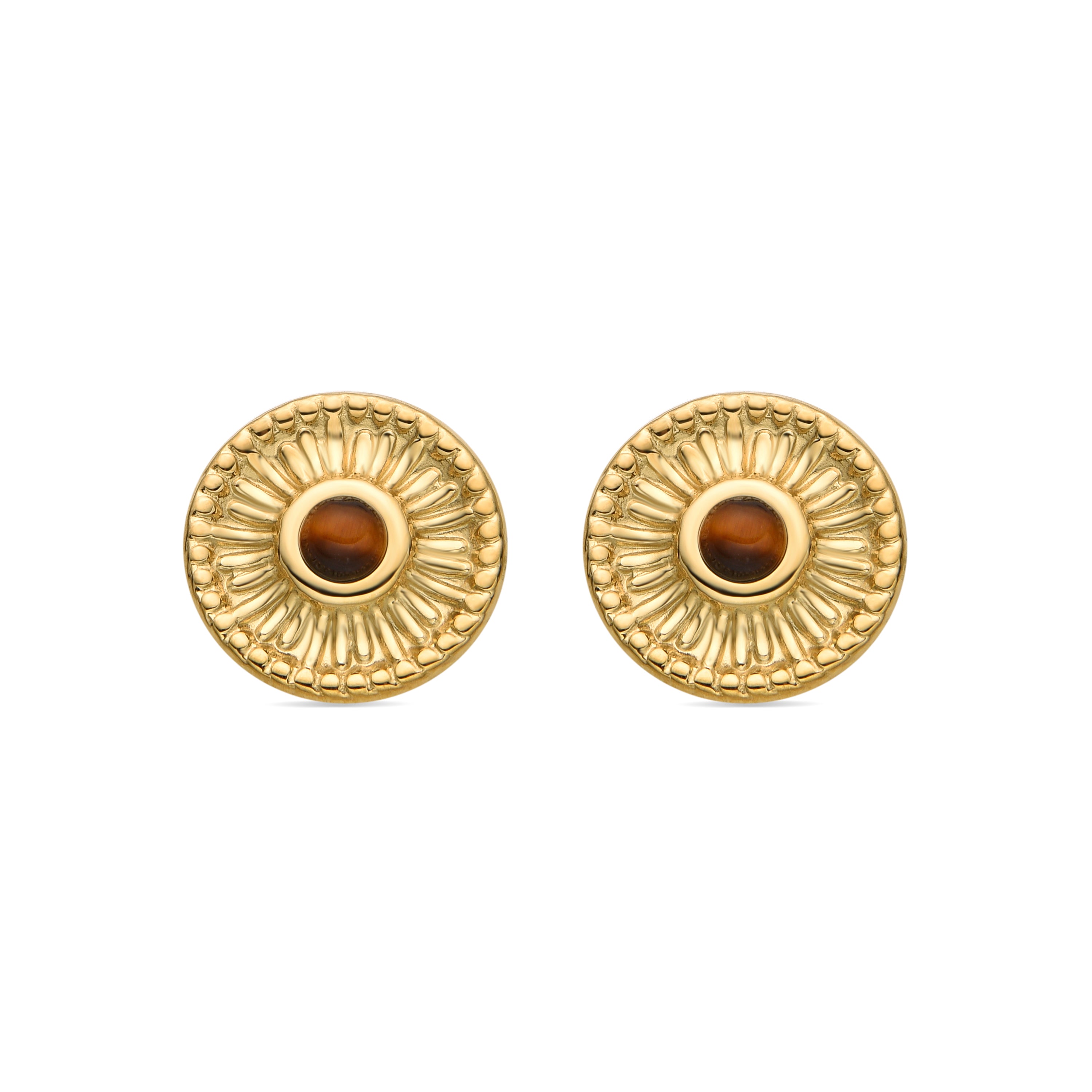 Tiger's Eye earrings with 18k gold finish - Lanyeb