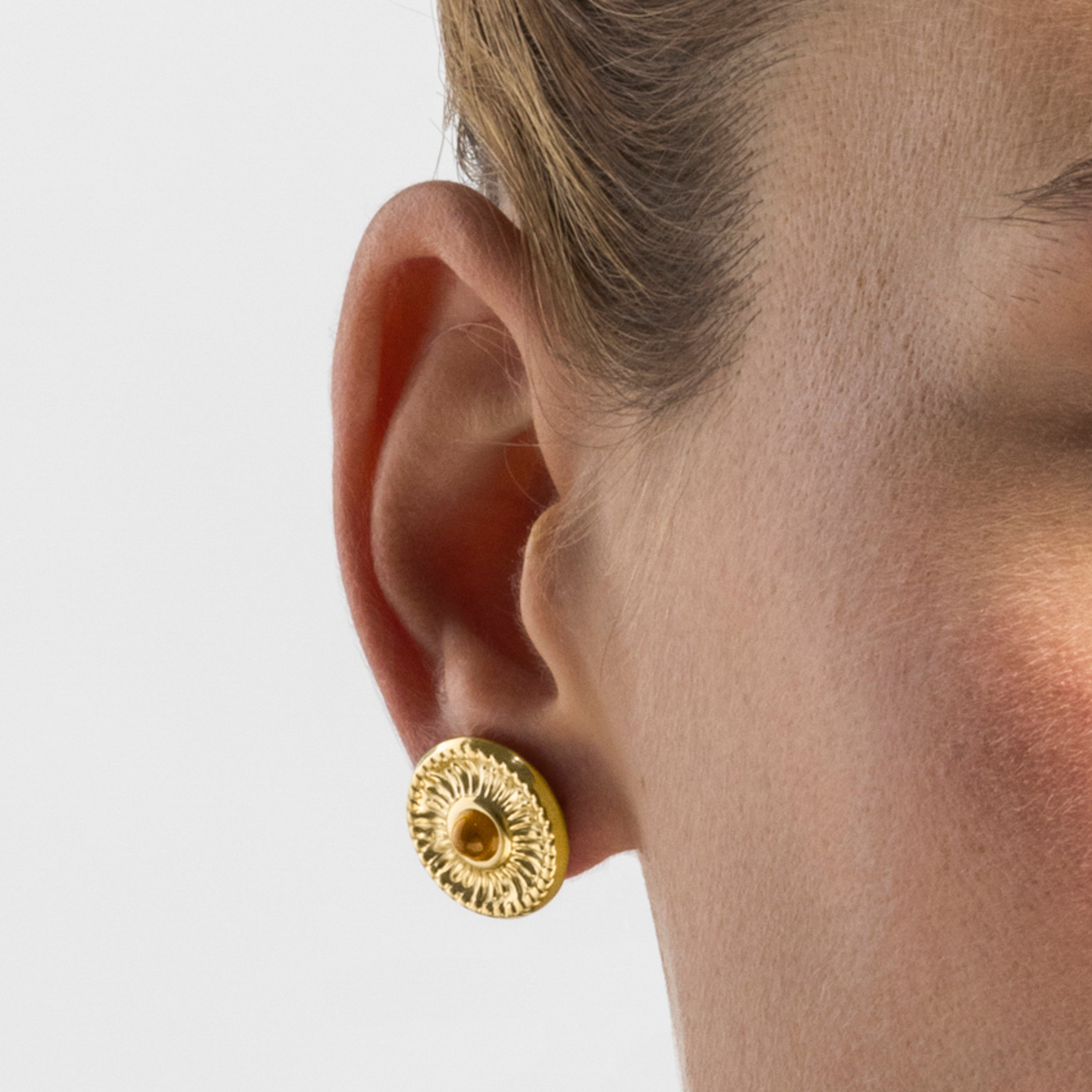 Tiger's Eye earrings with 18k gold finish - Lanyeb