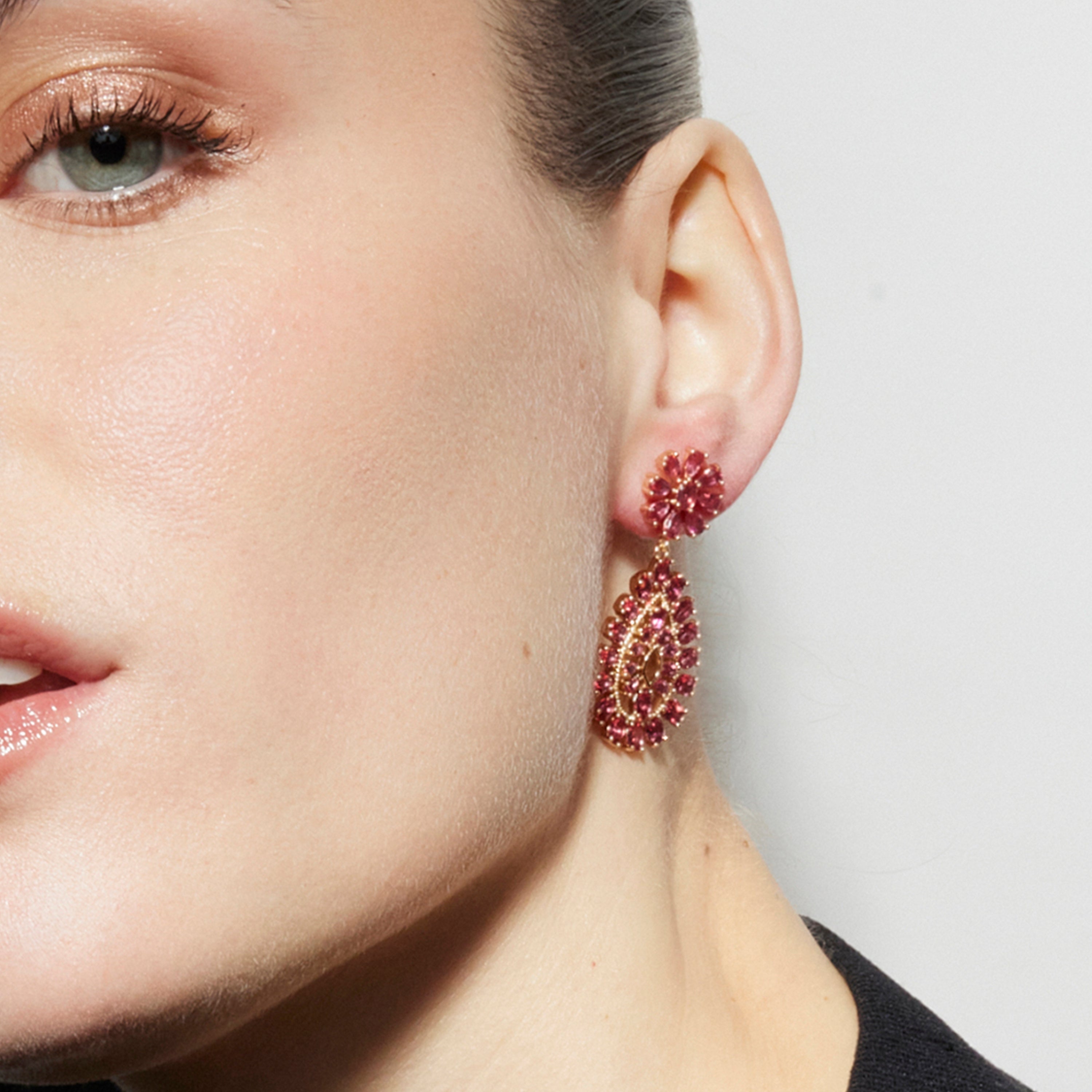 Boucles d'oreilles avec Zircone Rubis finition or 18k - Sharam