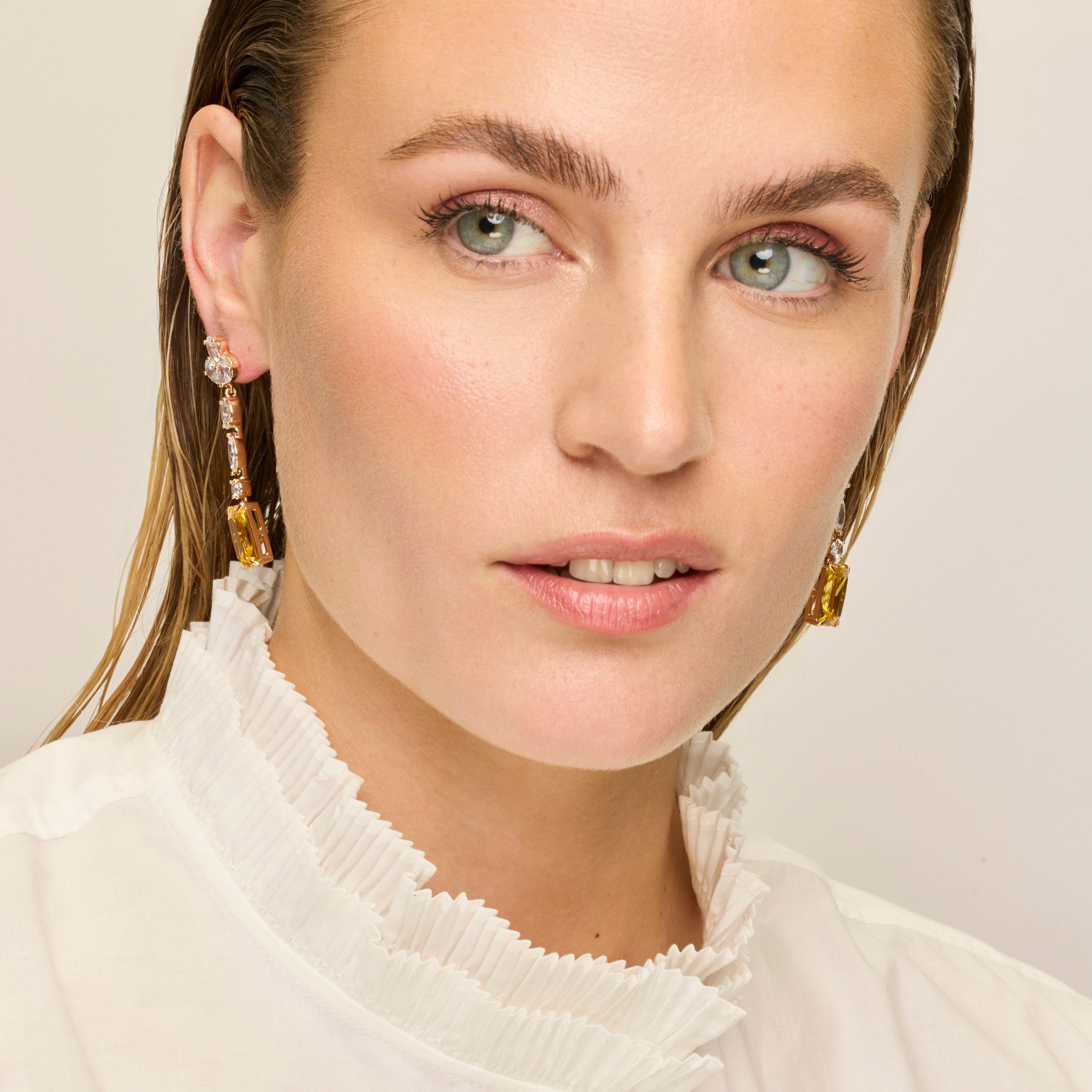 Boucles d'oreilles avec Padparadscha finition or 18k - Phami