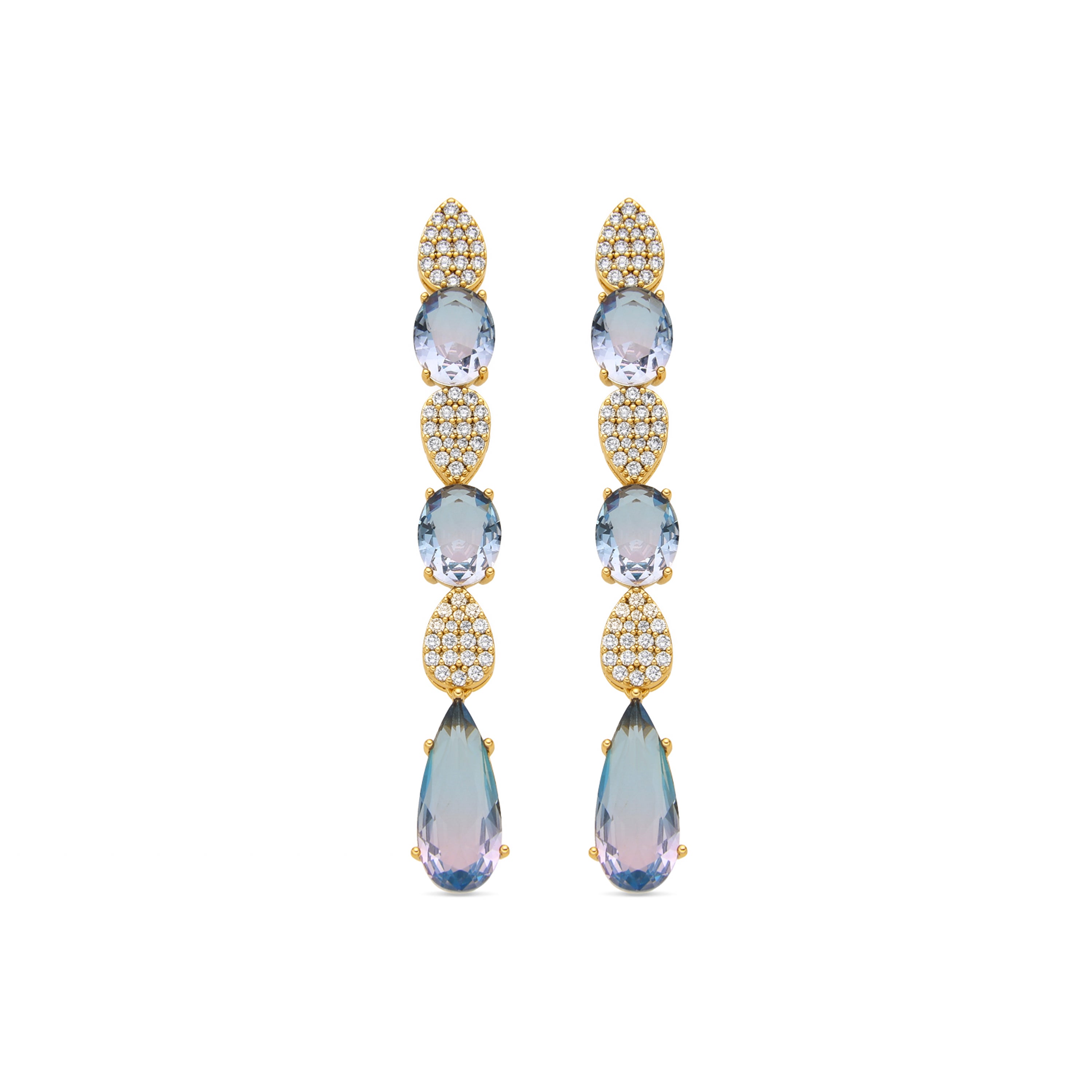 Boucles d'oreilles avec zircon multicolore finition or 18k - Dirio
