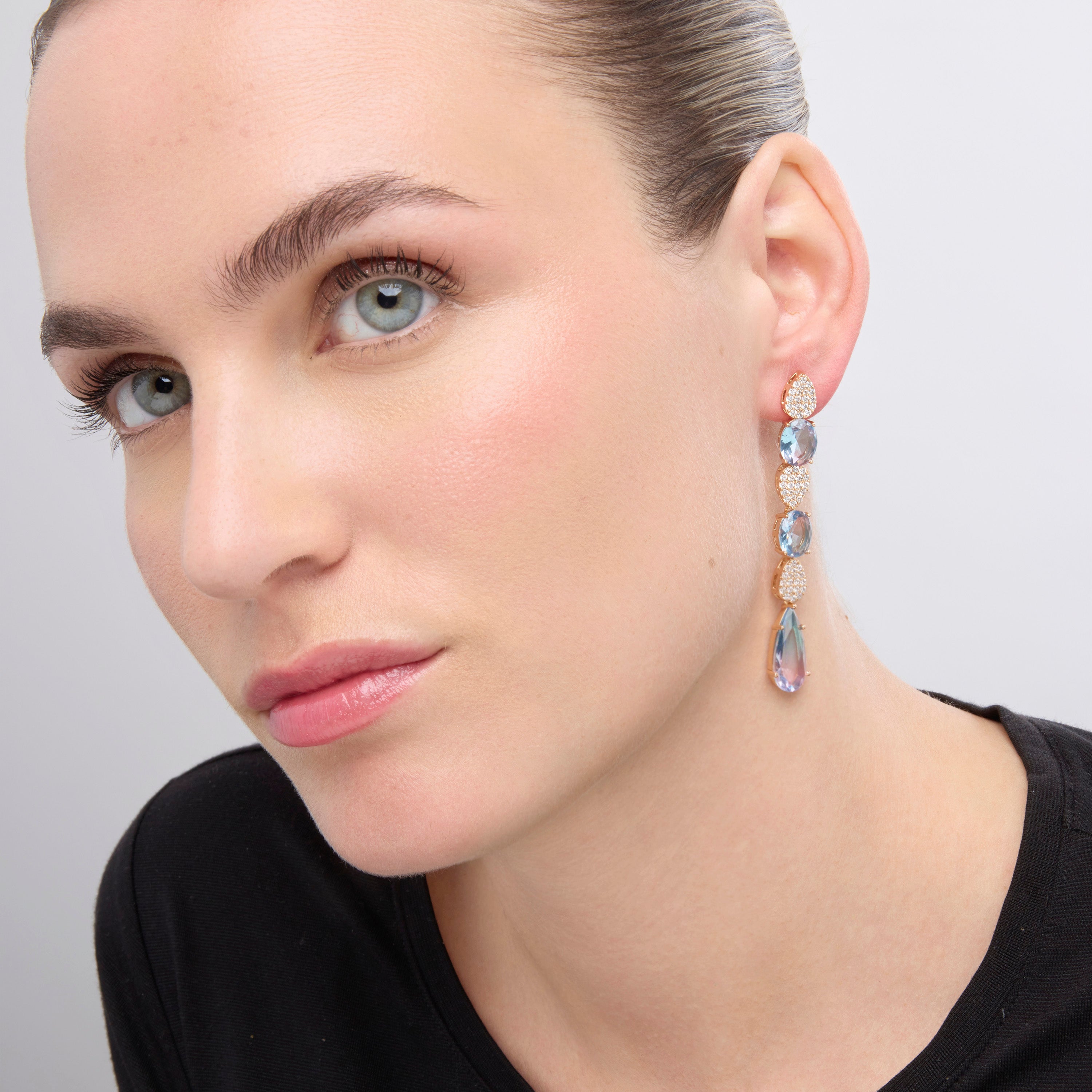 Boucles d'oreilles avec zircon multicolore finition or 18k - Dirio