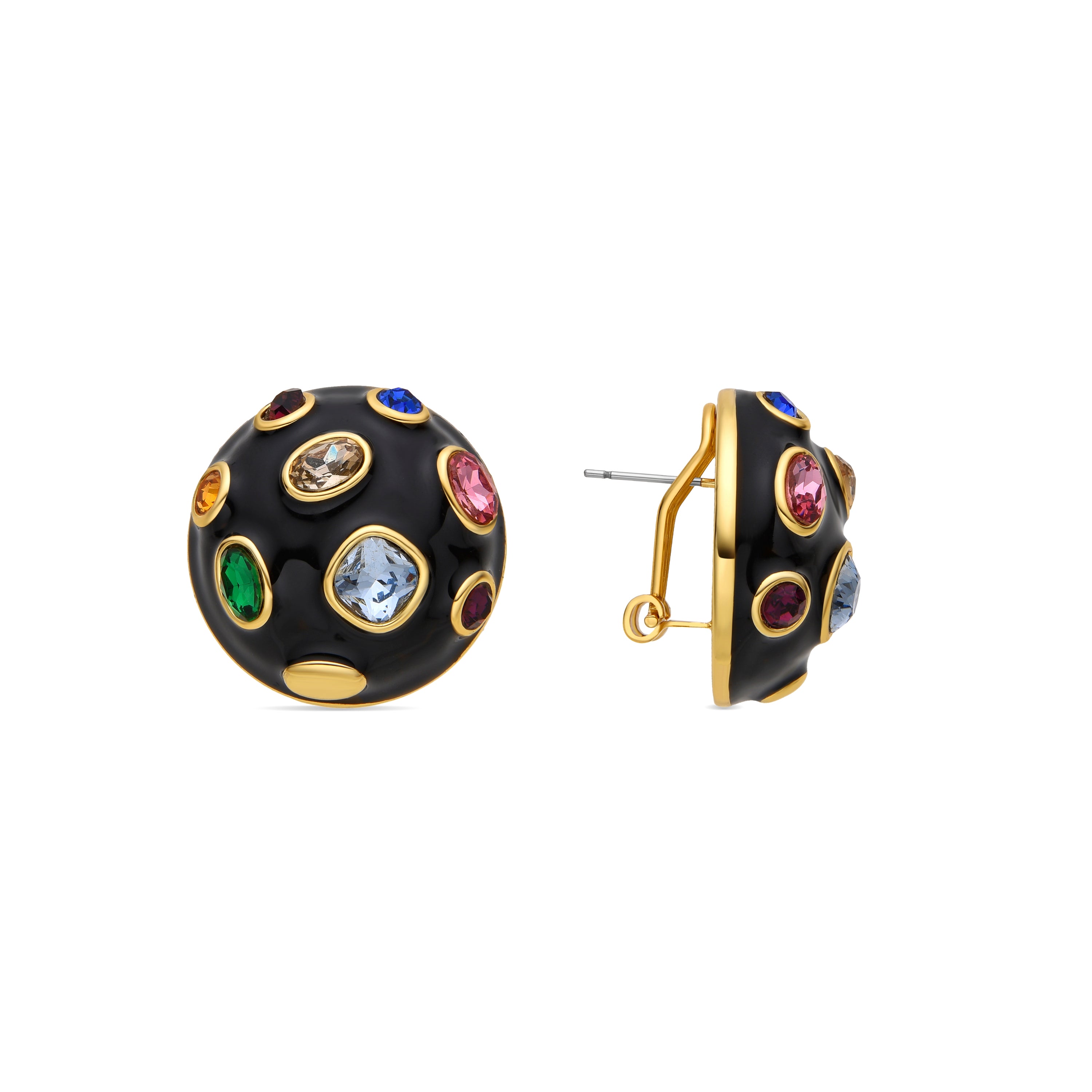 Boucles d'oreilles avec zircon multicolore finition or 18k - Yever