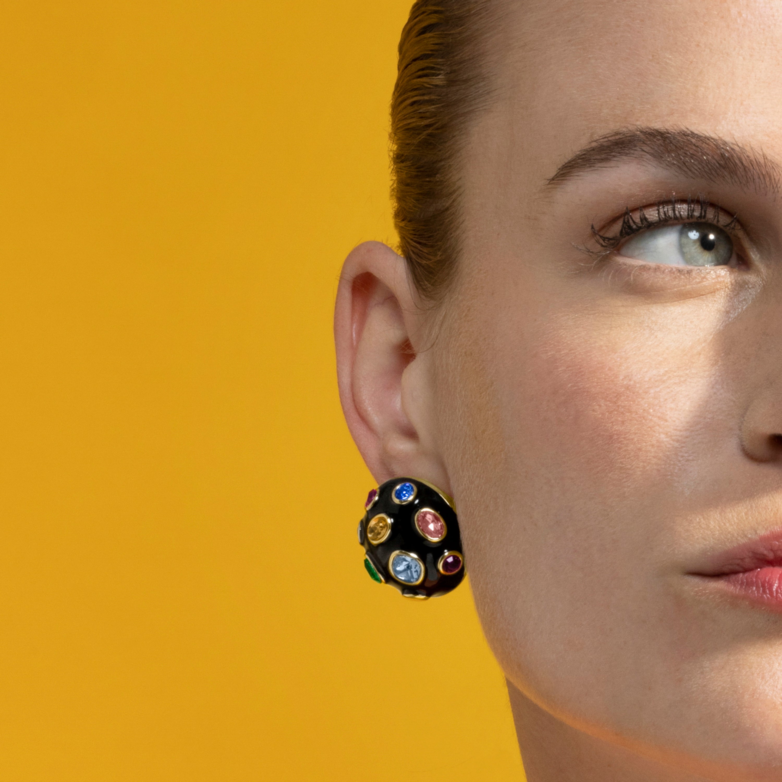 Boucles d'oreilles avec zircon multicolore finition or 18k - Yever