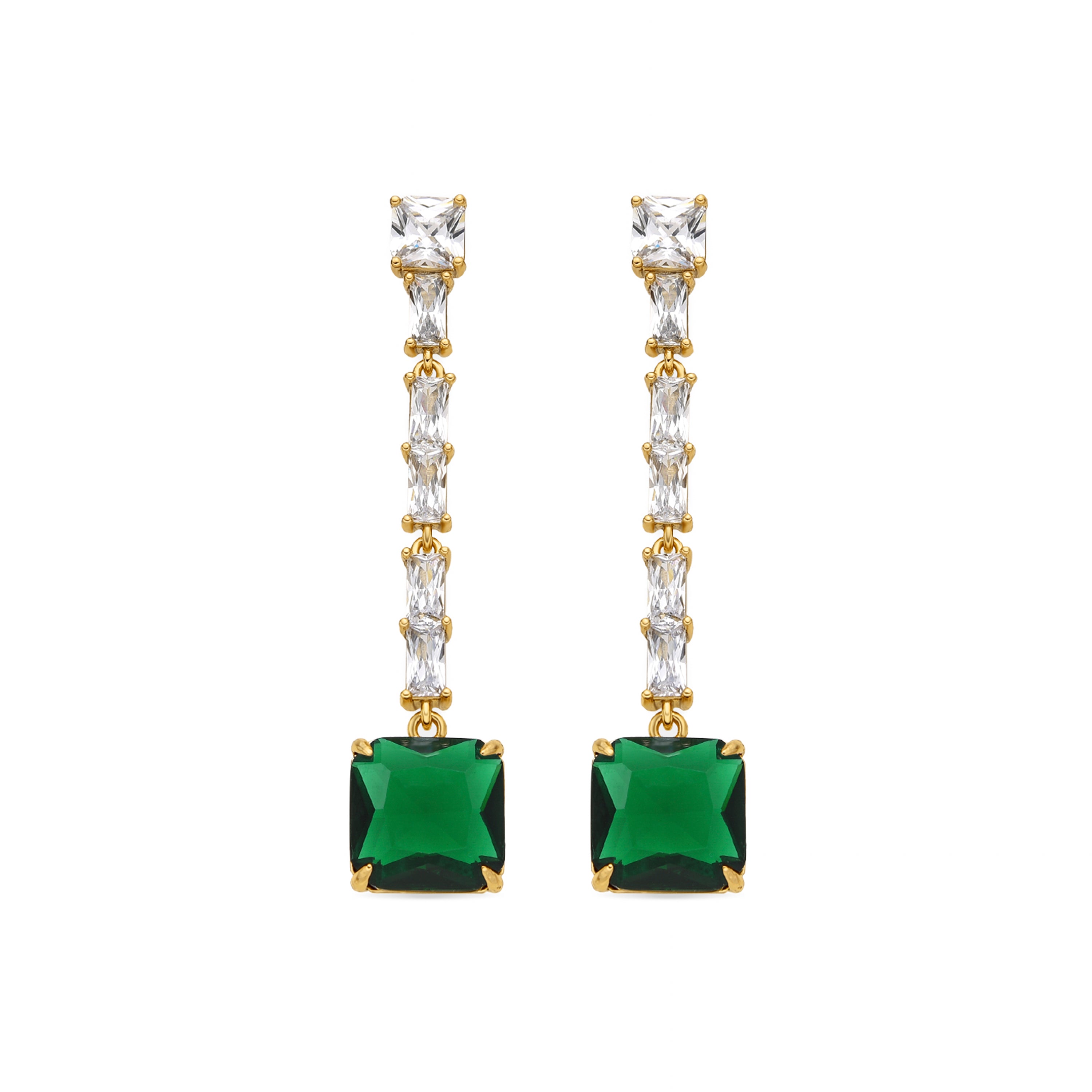Boucles d'oreilles avec zirconia émeraude finition or 18k - Waraim