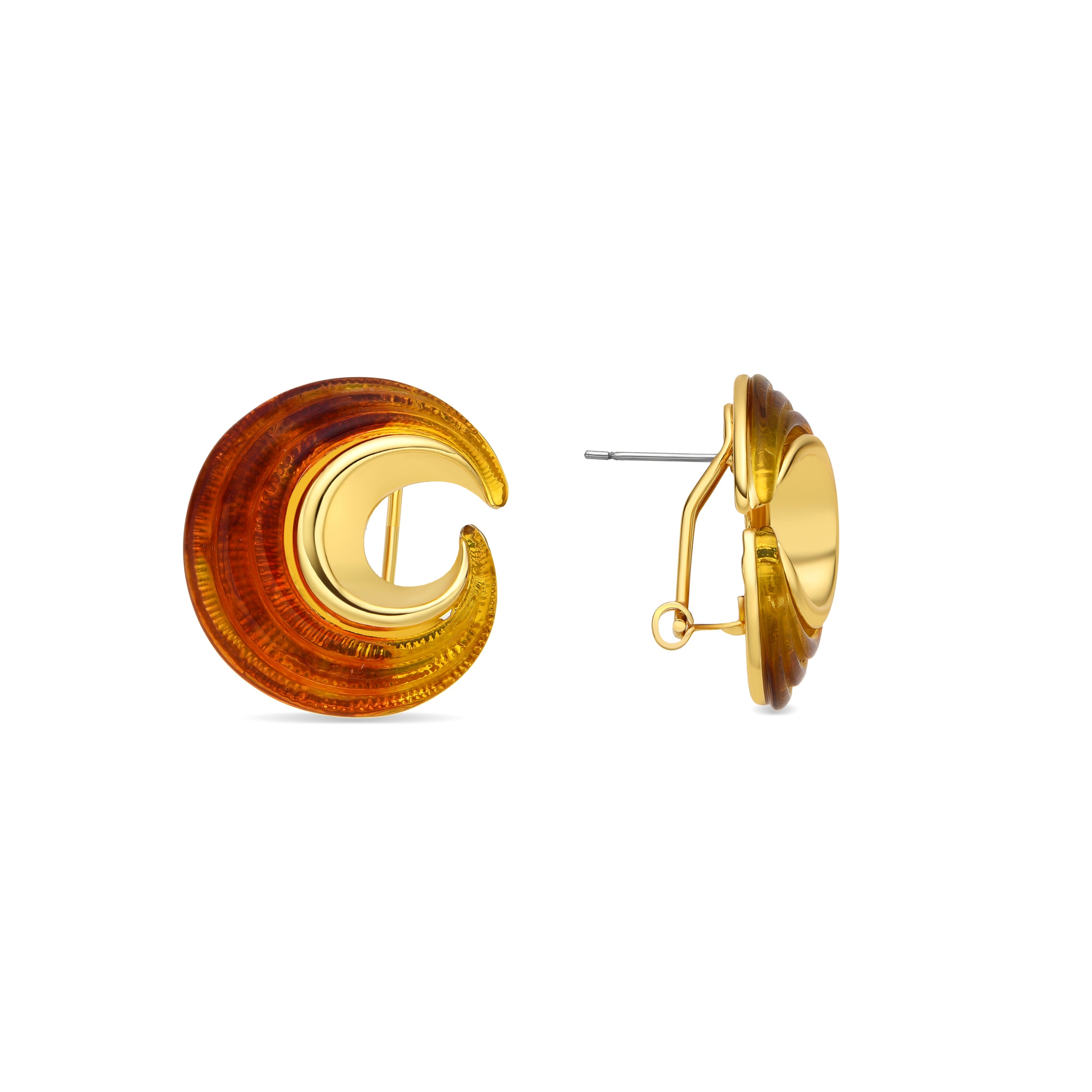 Boucles d'oreilles en résine ambre finition or 18k - Overnya