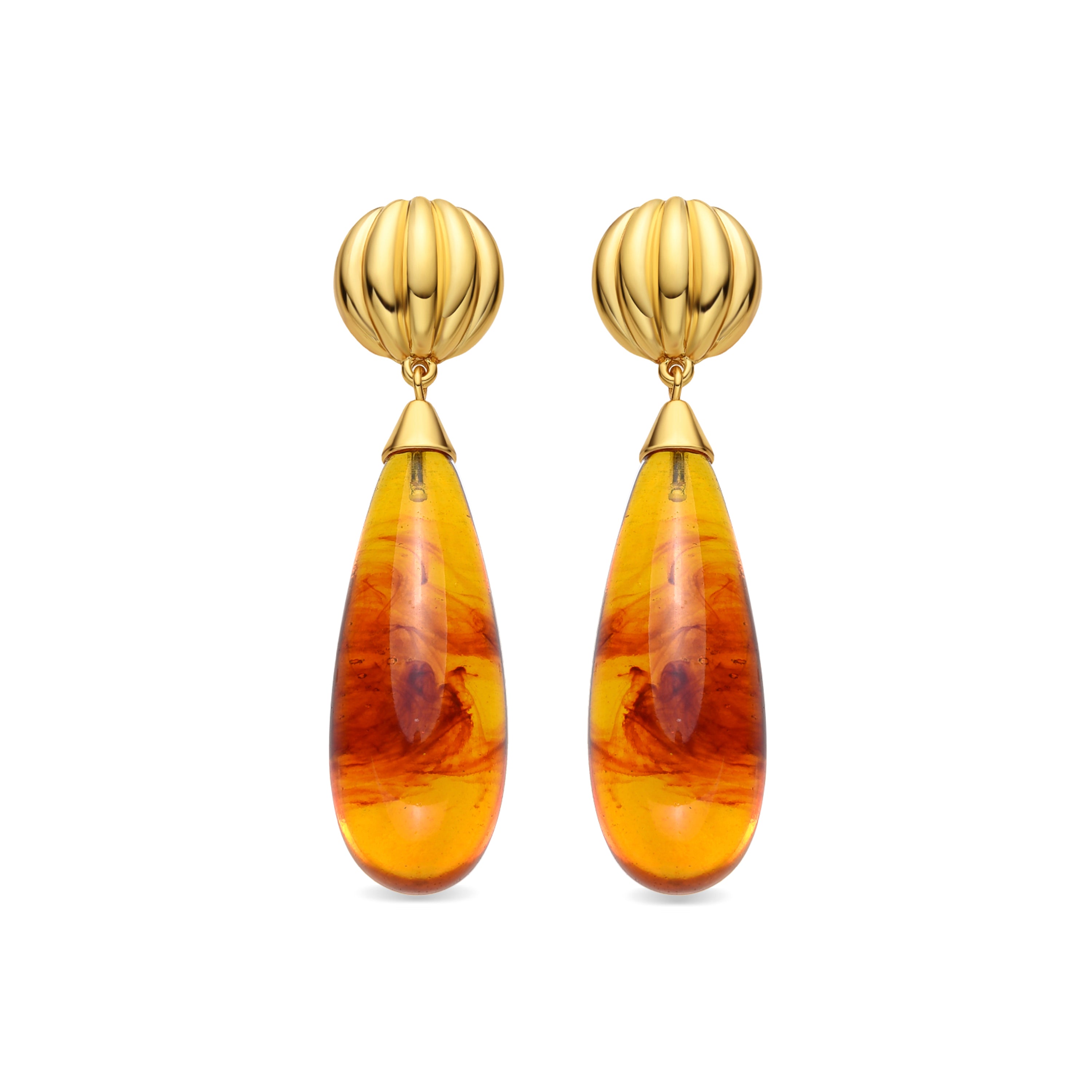 Boucles d'oreilles en résine ambre finition or 18k - Orpak