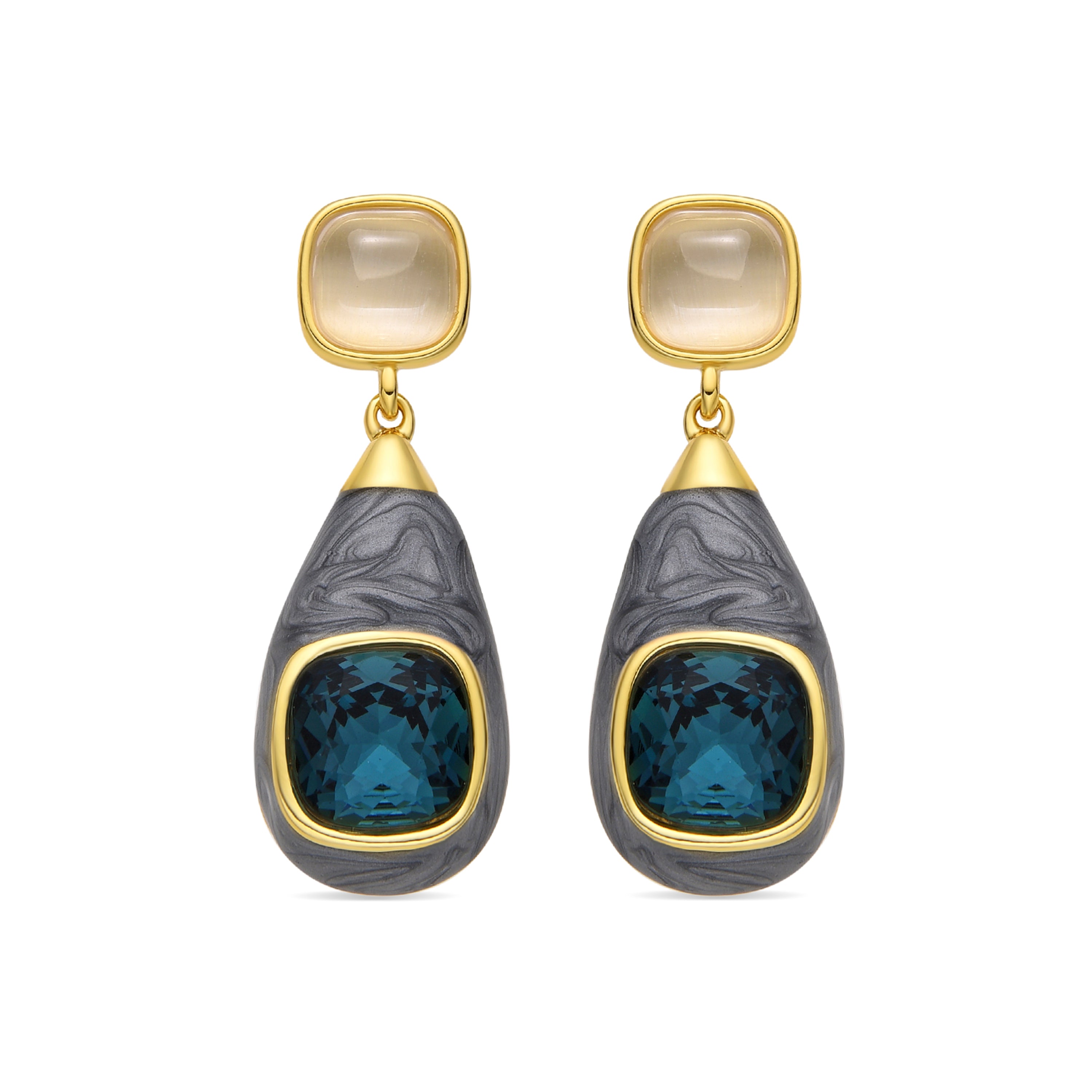 Pendientes con Ojo de Gato acabado oro 18k - Sethi
