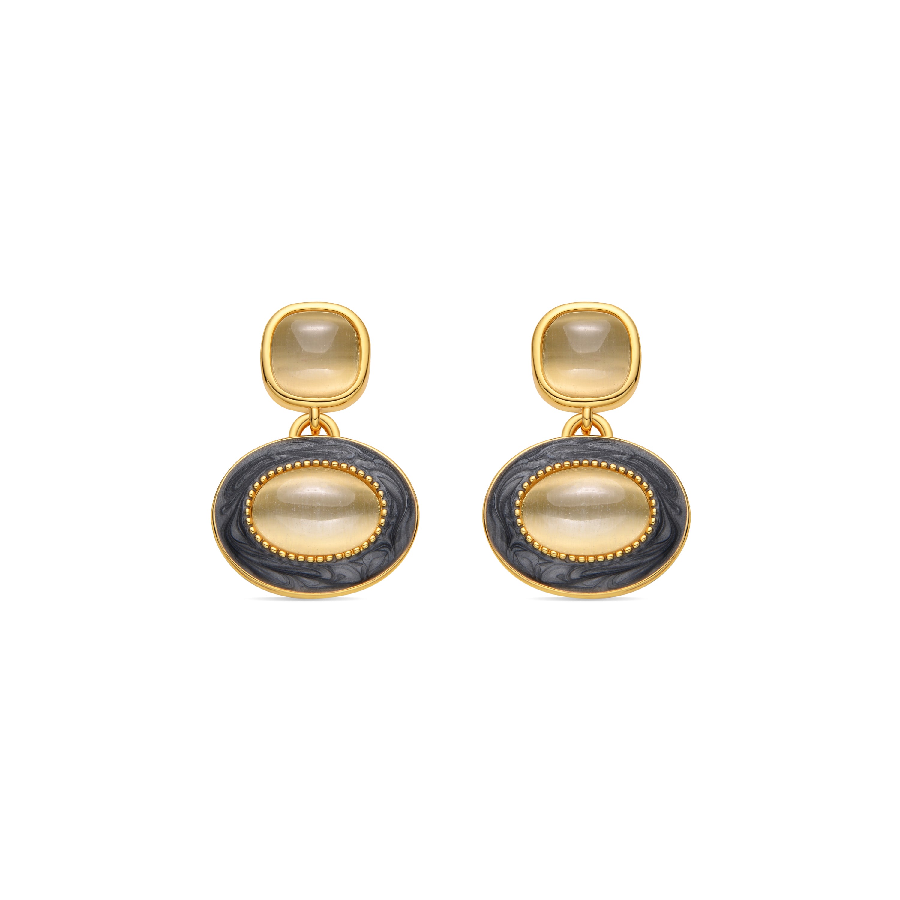 Pendientes con Ojo de Gato acabado oro 18k - Iki