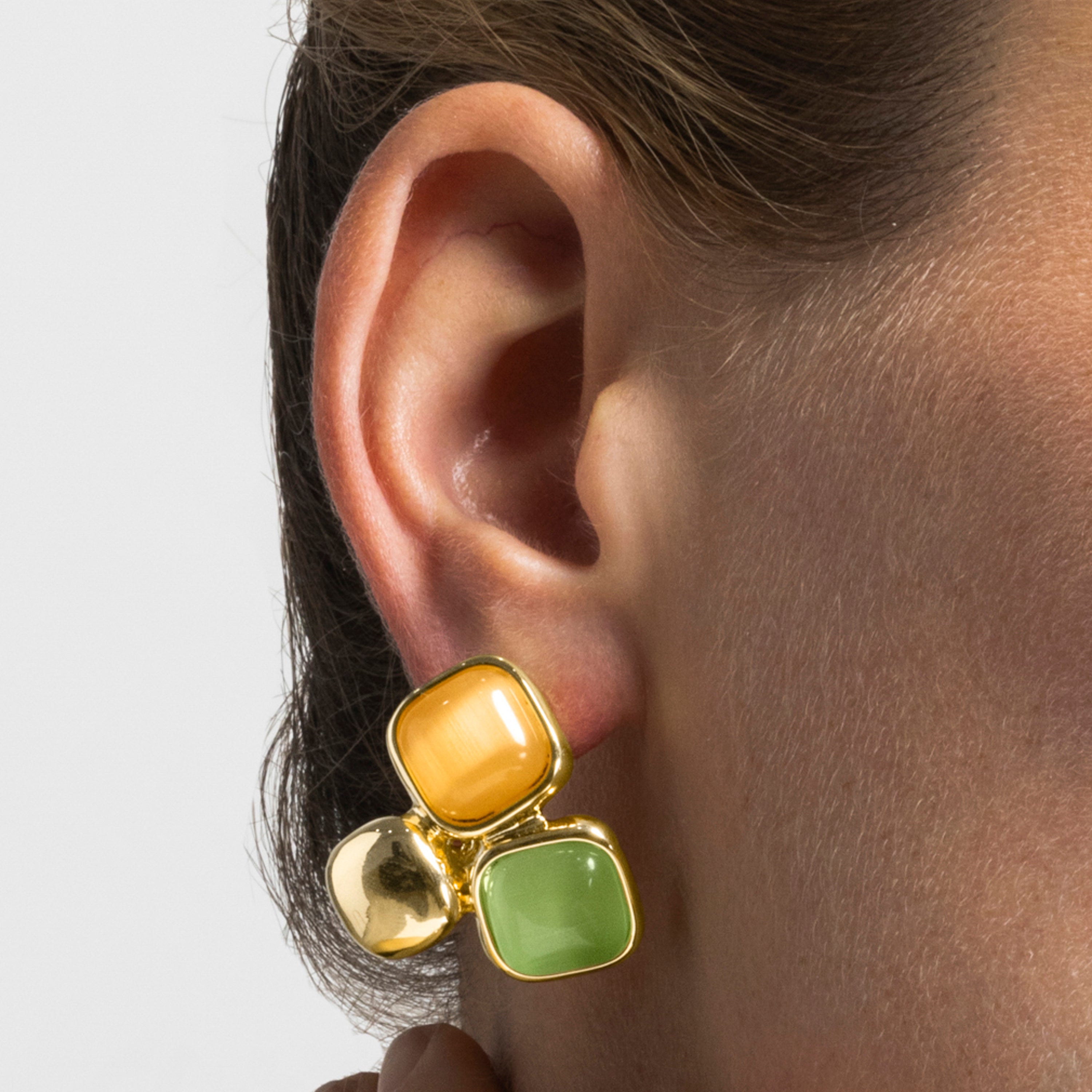 Ohrringe mit mehrfarbigem Katzenauge, 18k Gold-Finish - Nuroa