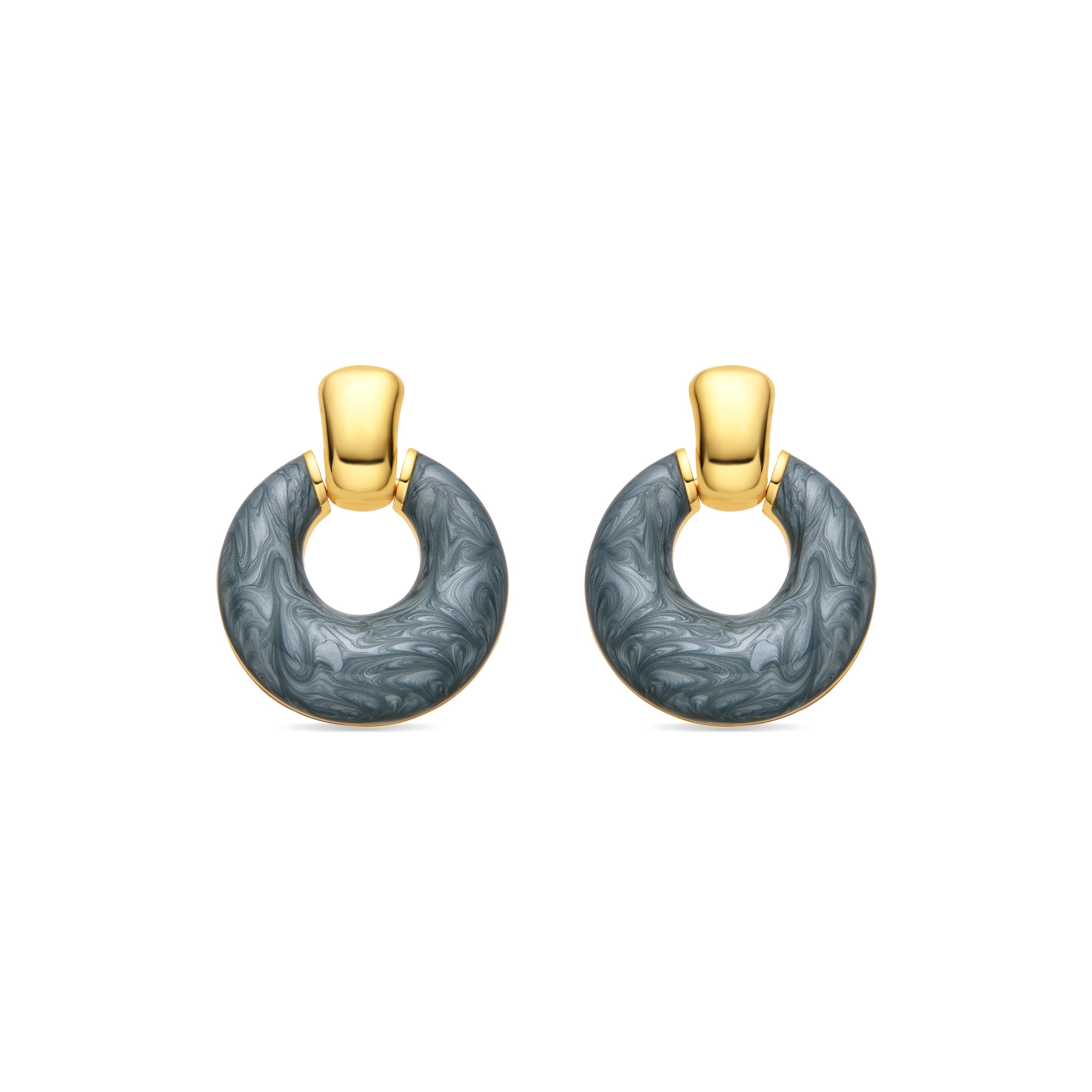 Boucles d'oreilles avec laque bleue finition or 18k - Fores