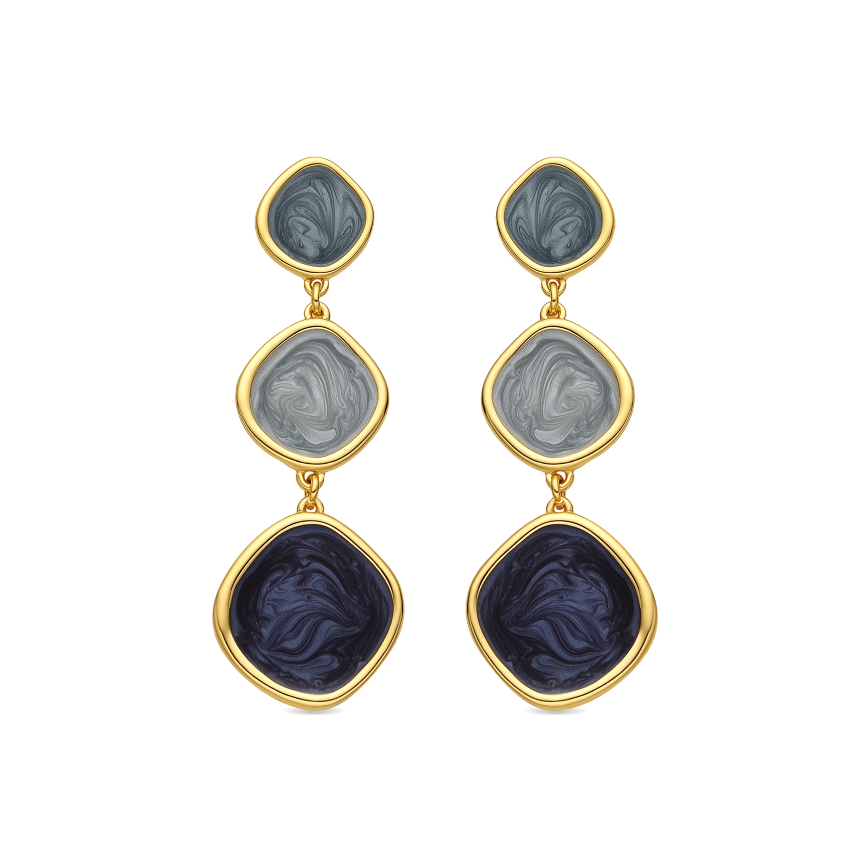 Boucles d'oreilles avec laque bleue finition or 18k - Belgul