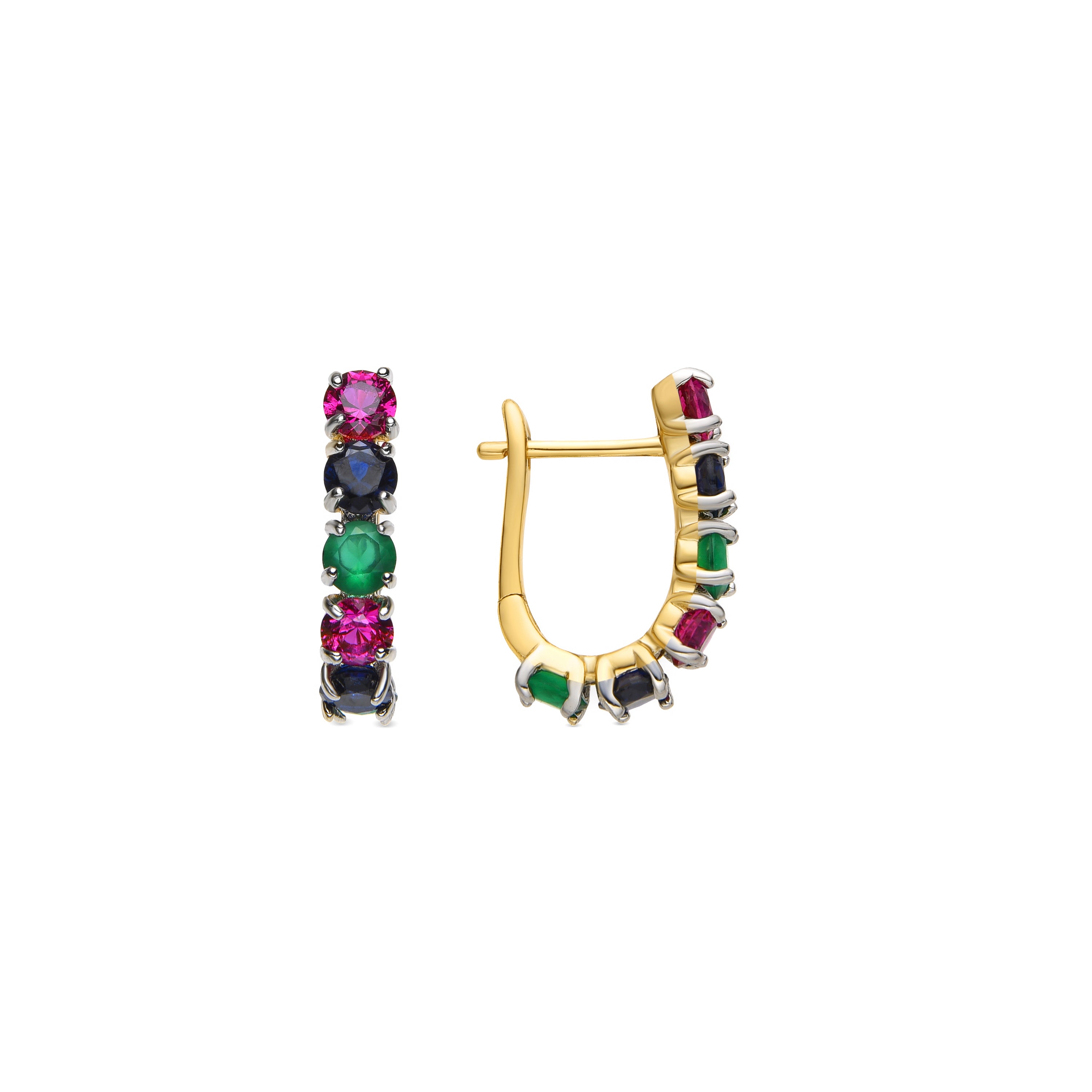 Boucles d'oreilles avec zircon multicolore finition or 18k - Mehru
