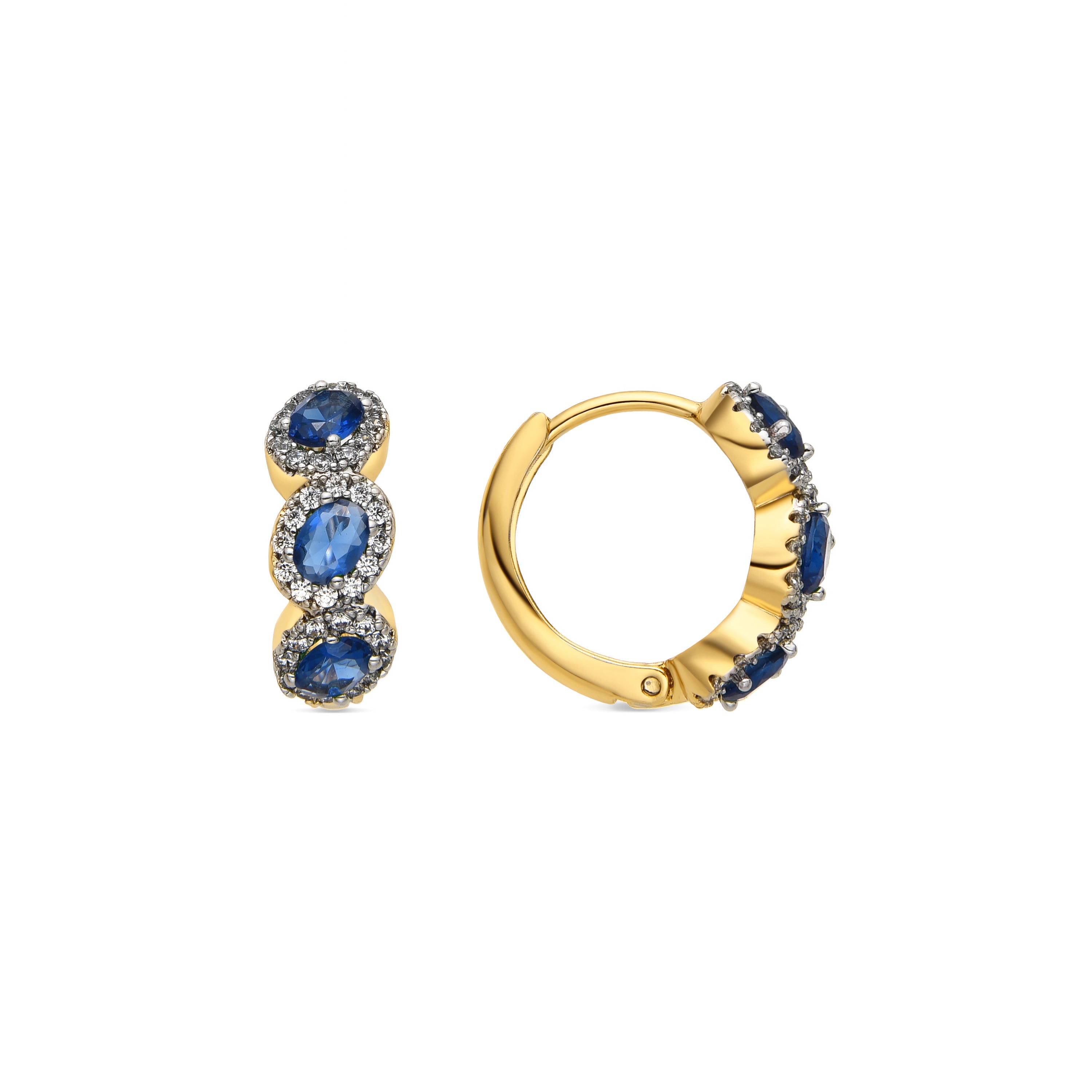 Boucles d'oreilles avec Zirconia Saphir finition or 18k - Cinel