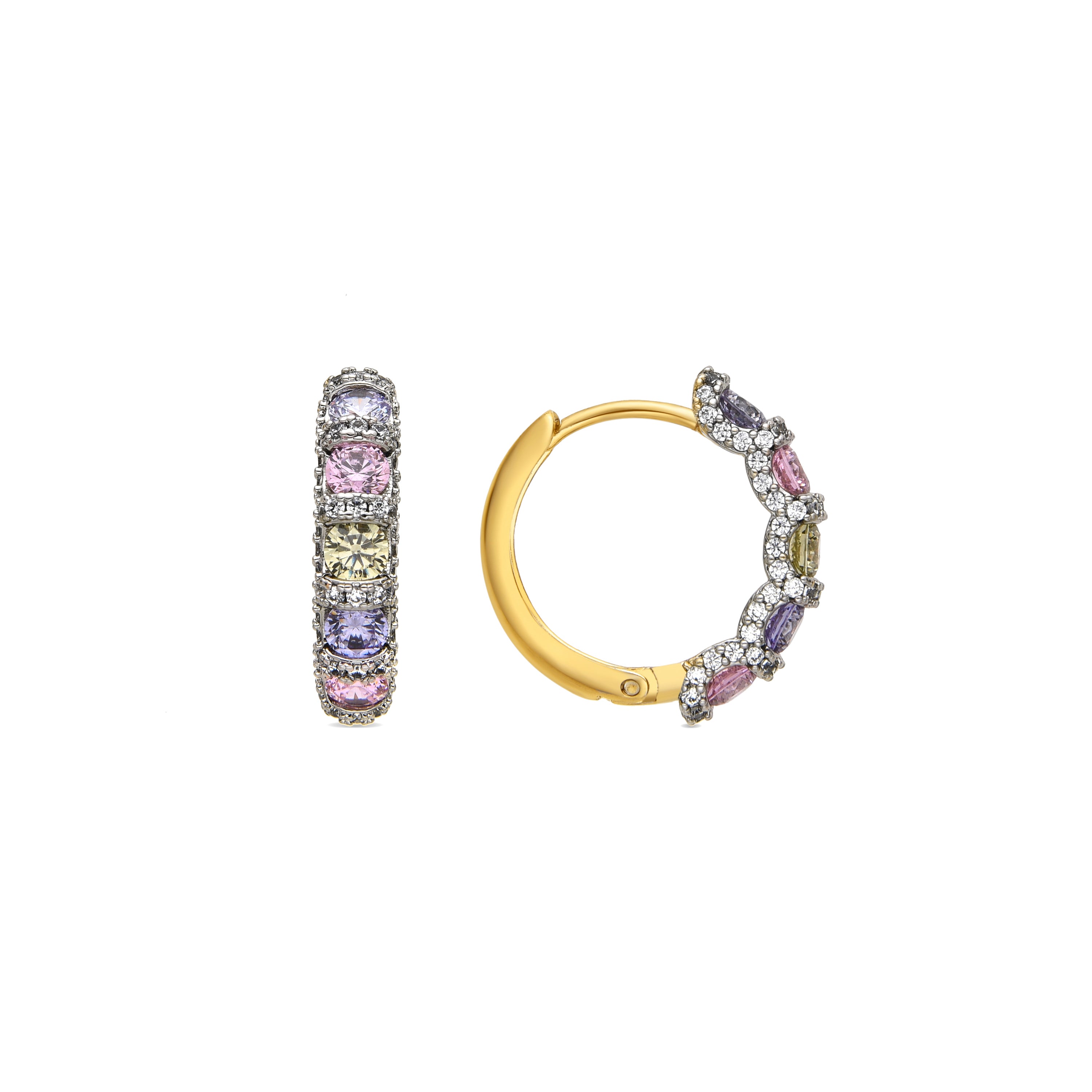 Boucles d'oreilles avec Zircon Améthyste finition or 18k - Yrat