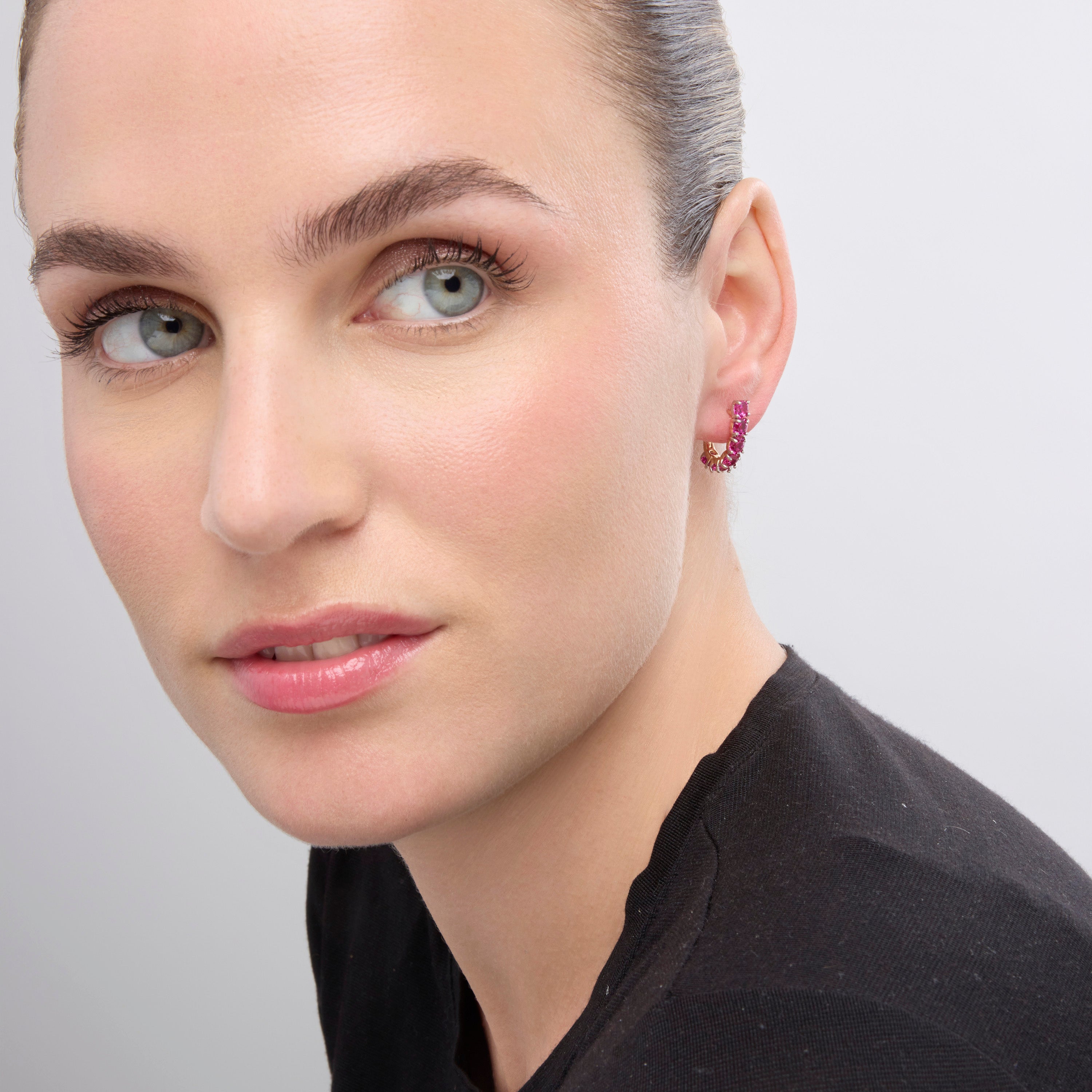 Boucles d'oreilles avec Zircone Rubis finition or 18k - Kine