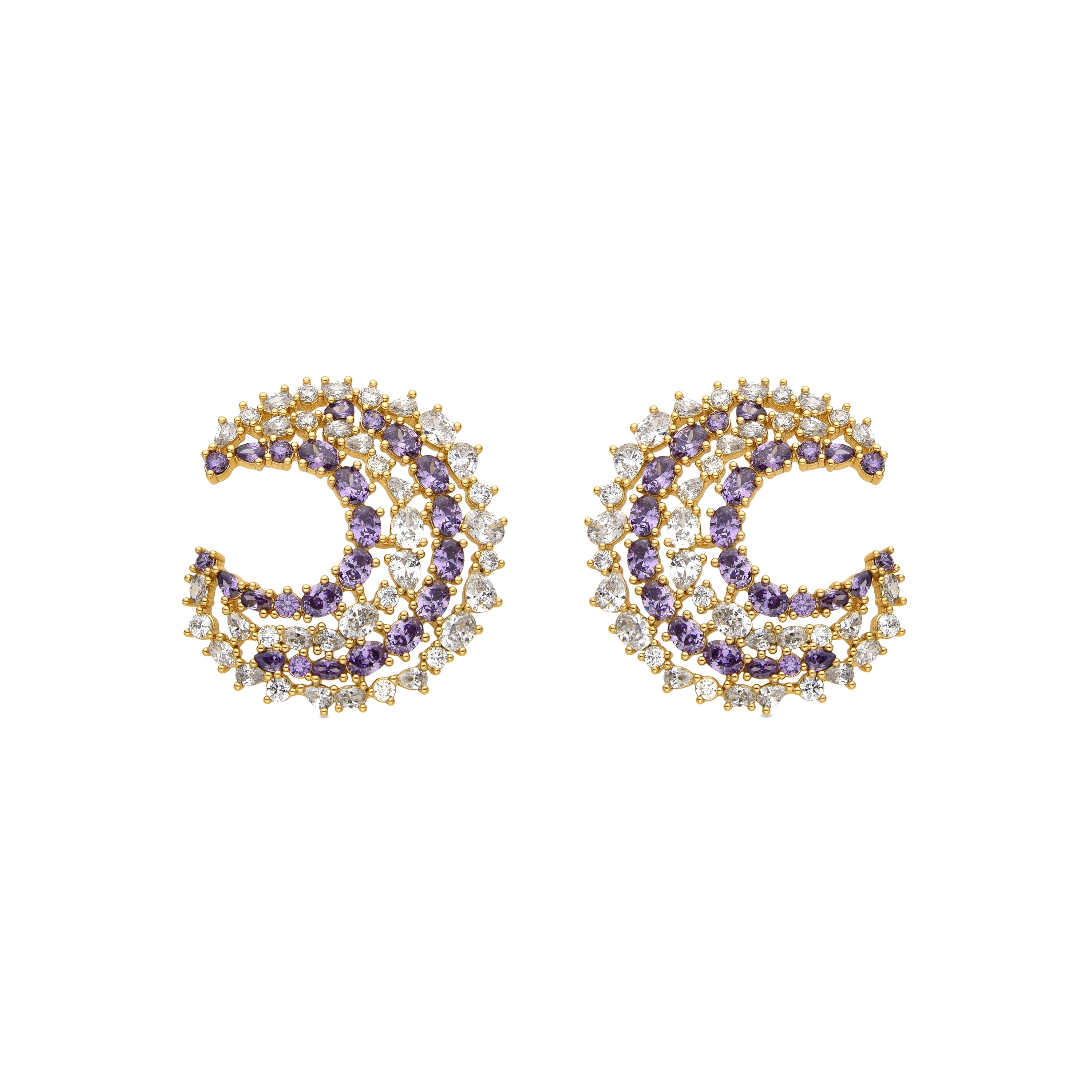 Multicolor Zirconia Earrings, 18k Gold Finish - Abdos