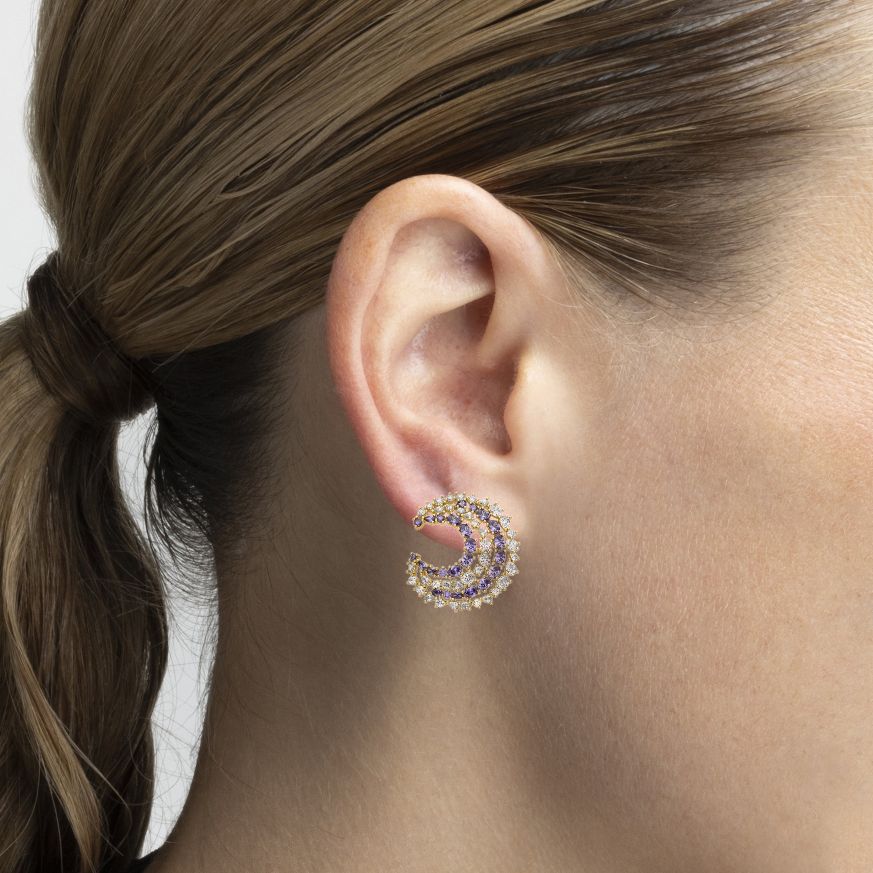 Multicolor Zirconia Earrings, 18k Gold Finish - Abdos