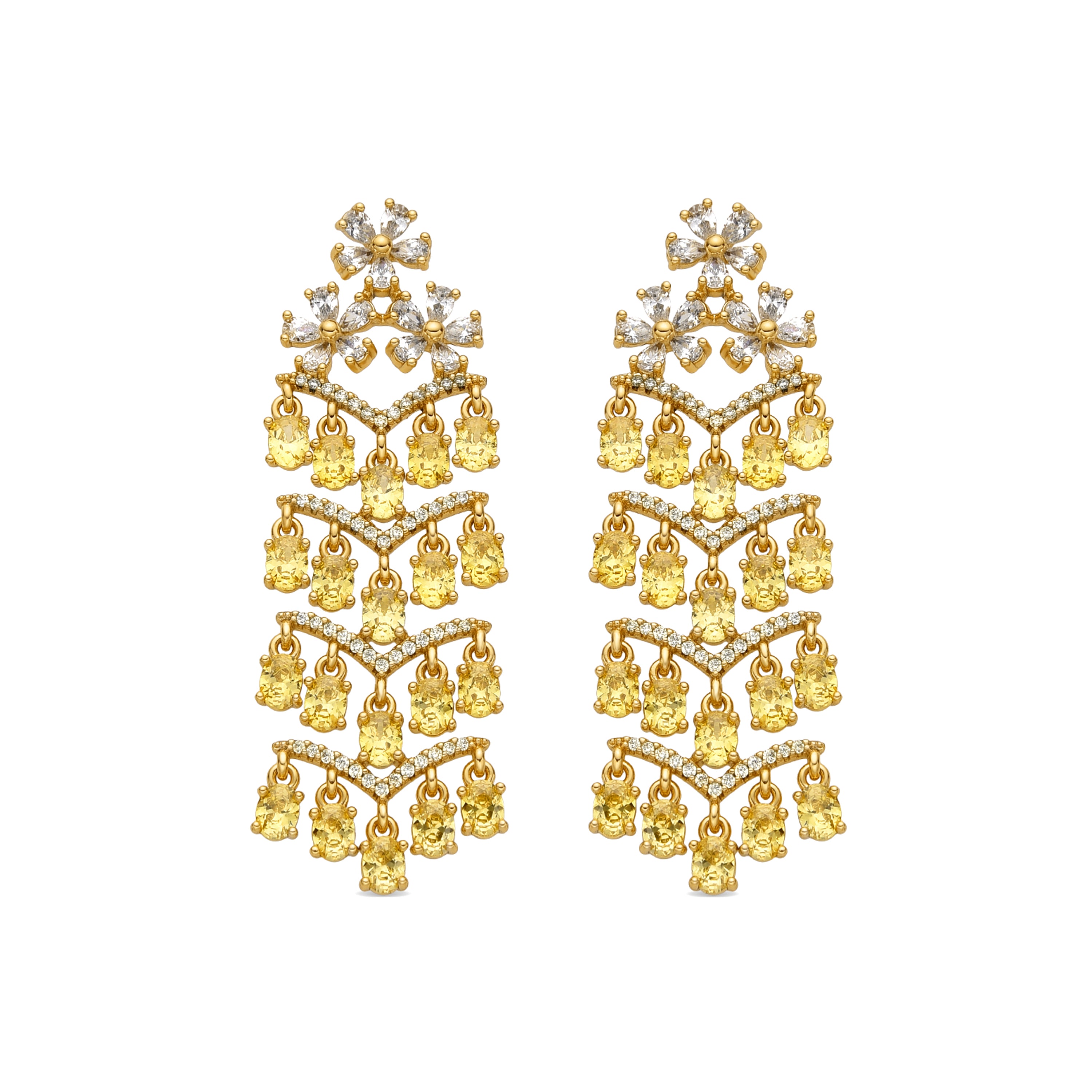 Boucles d'oreilles avec Padparadscha finition or 18k - Heweo