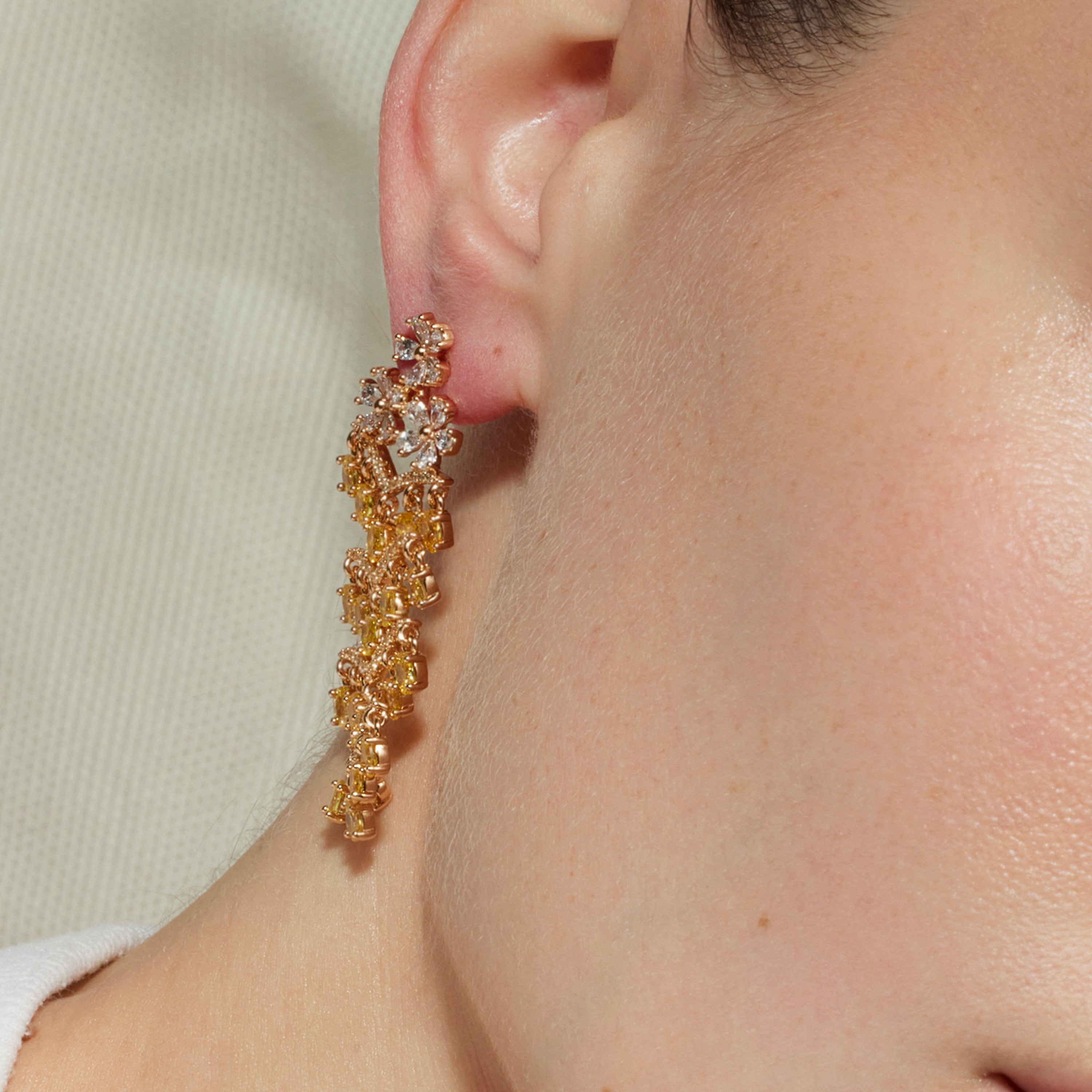 Boucles d'oreilles avec Padparadscha finition or 18k - Heweo