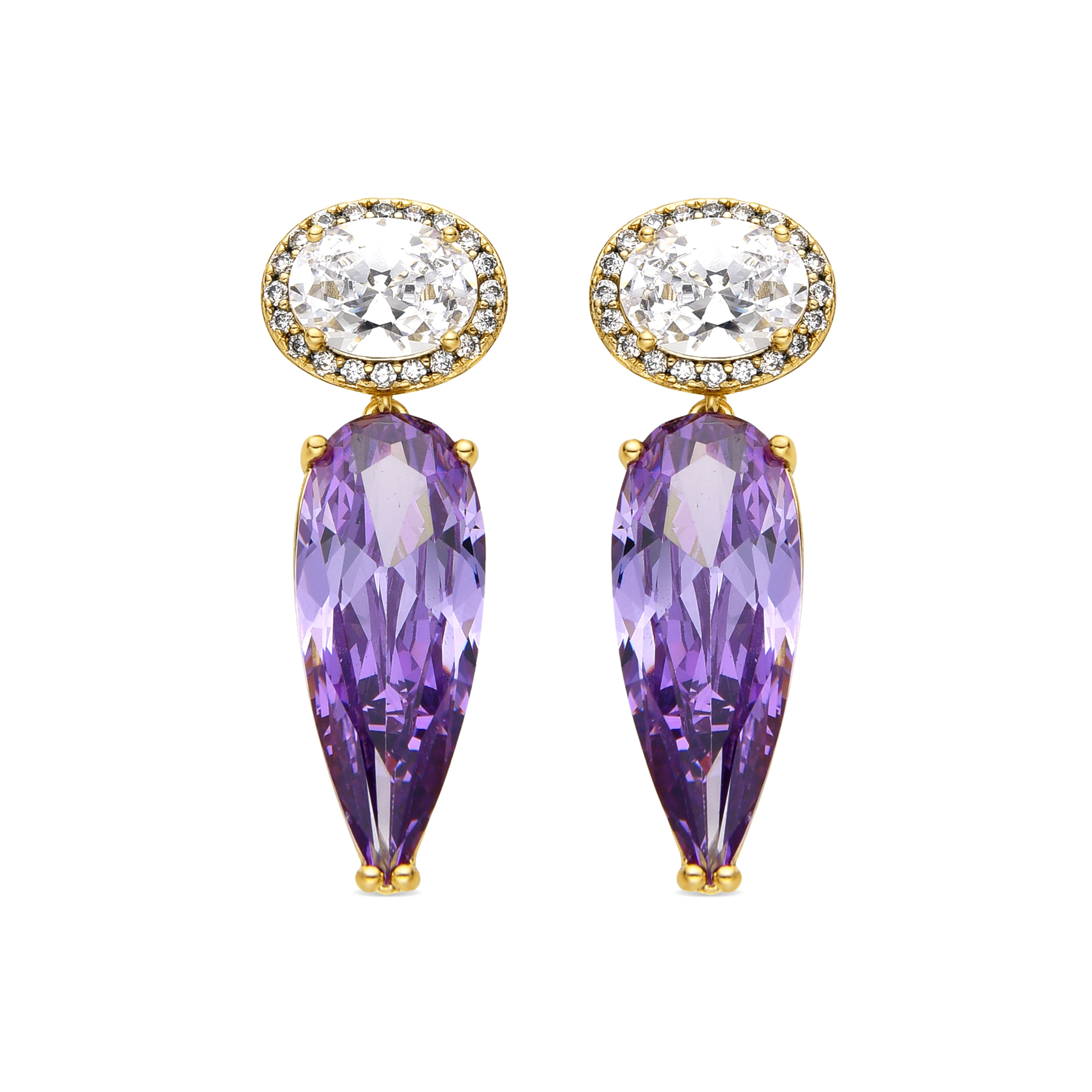 Boucles d'oreilles avec Zircon Améthyste finition or 18k - Ryvea