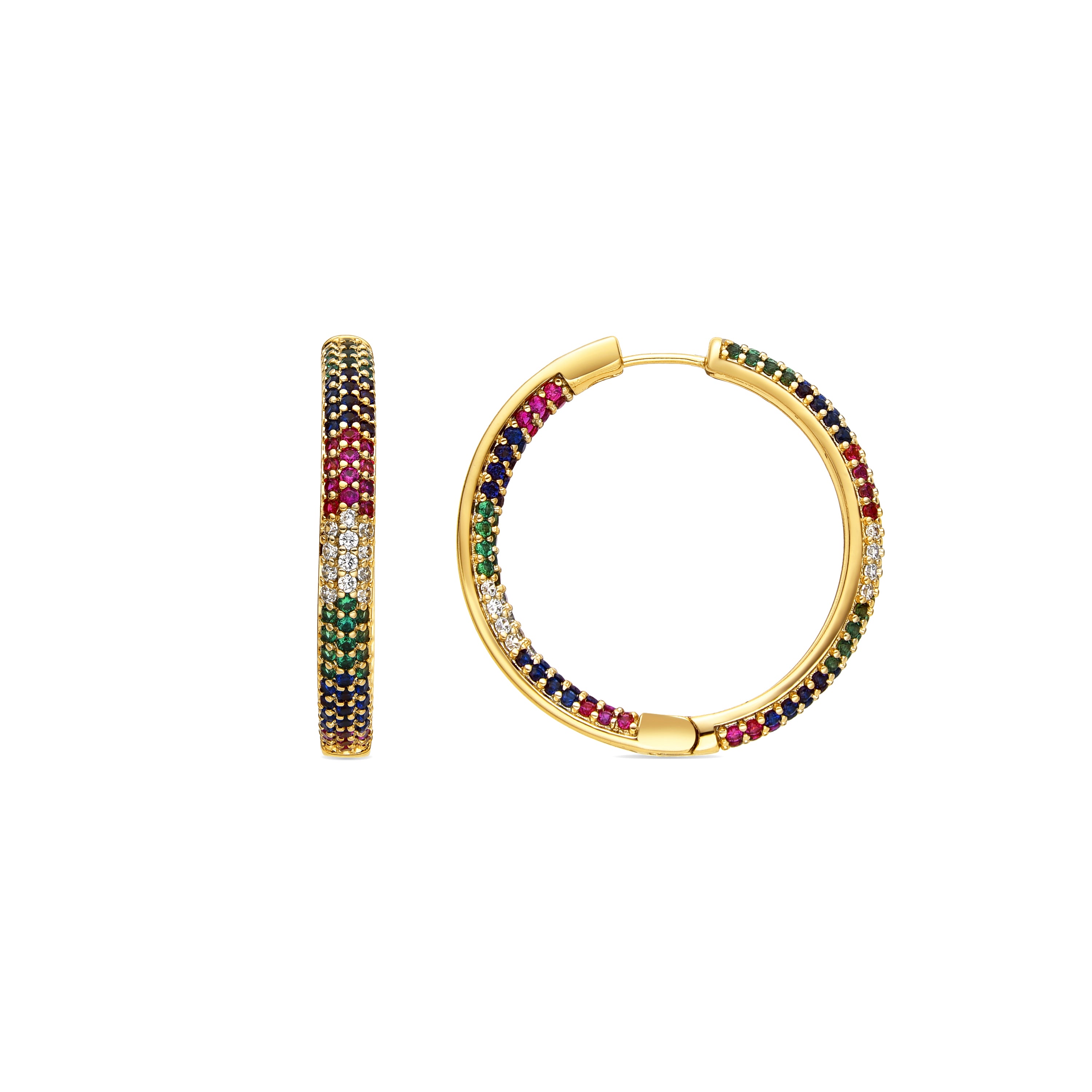 Boucles d'oreilles avec zircon multicolore finition argent - Zanki