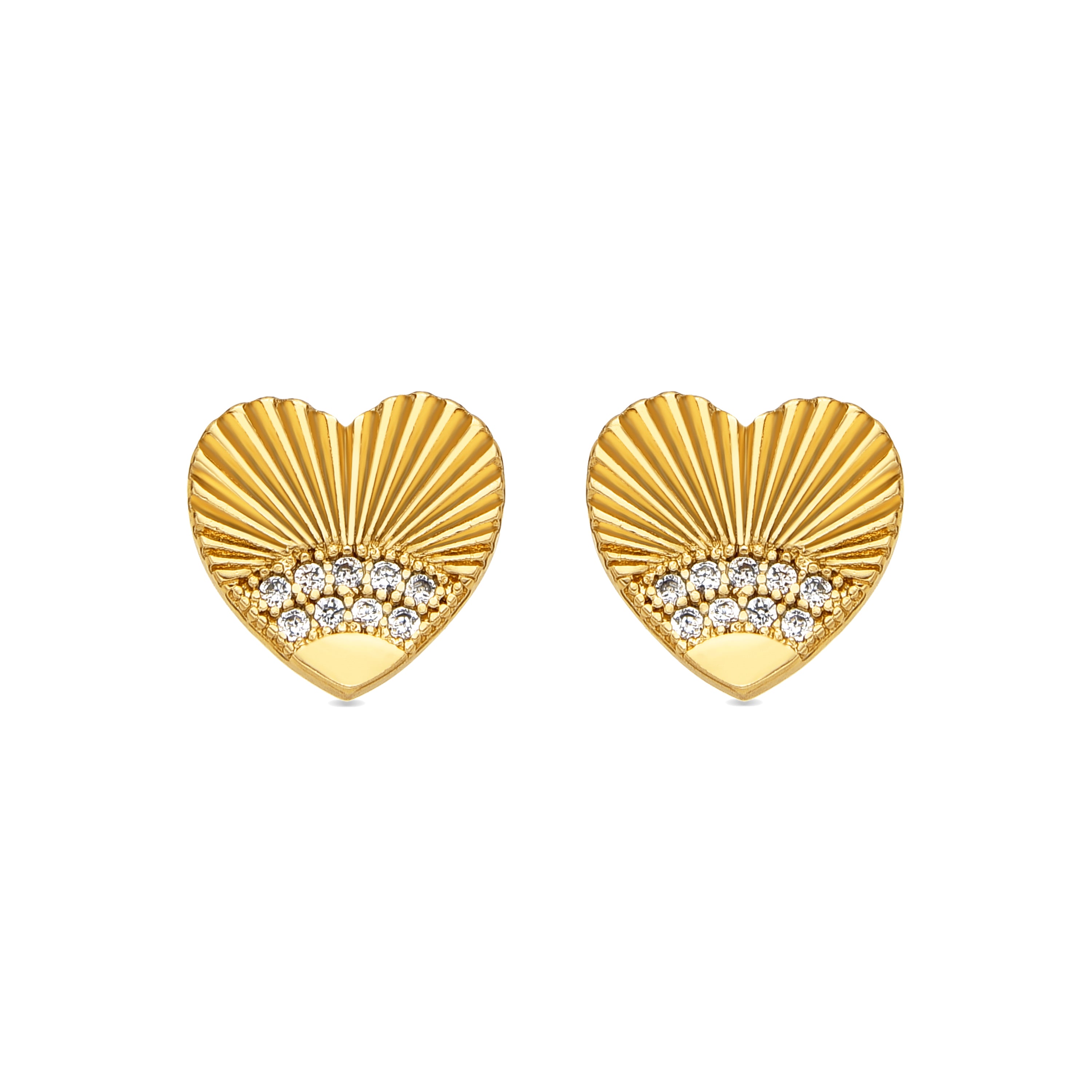 Earrings with brilliant zirconia, 18k gold finish - Kripo
