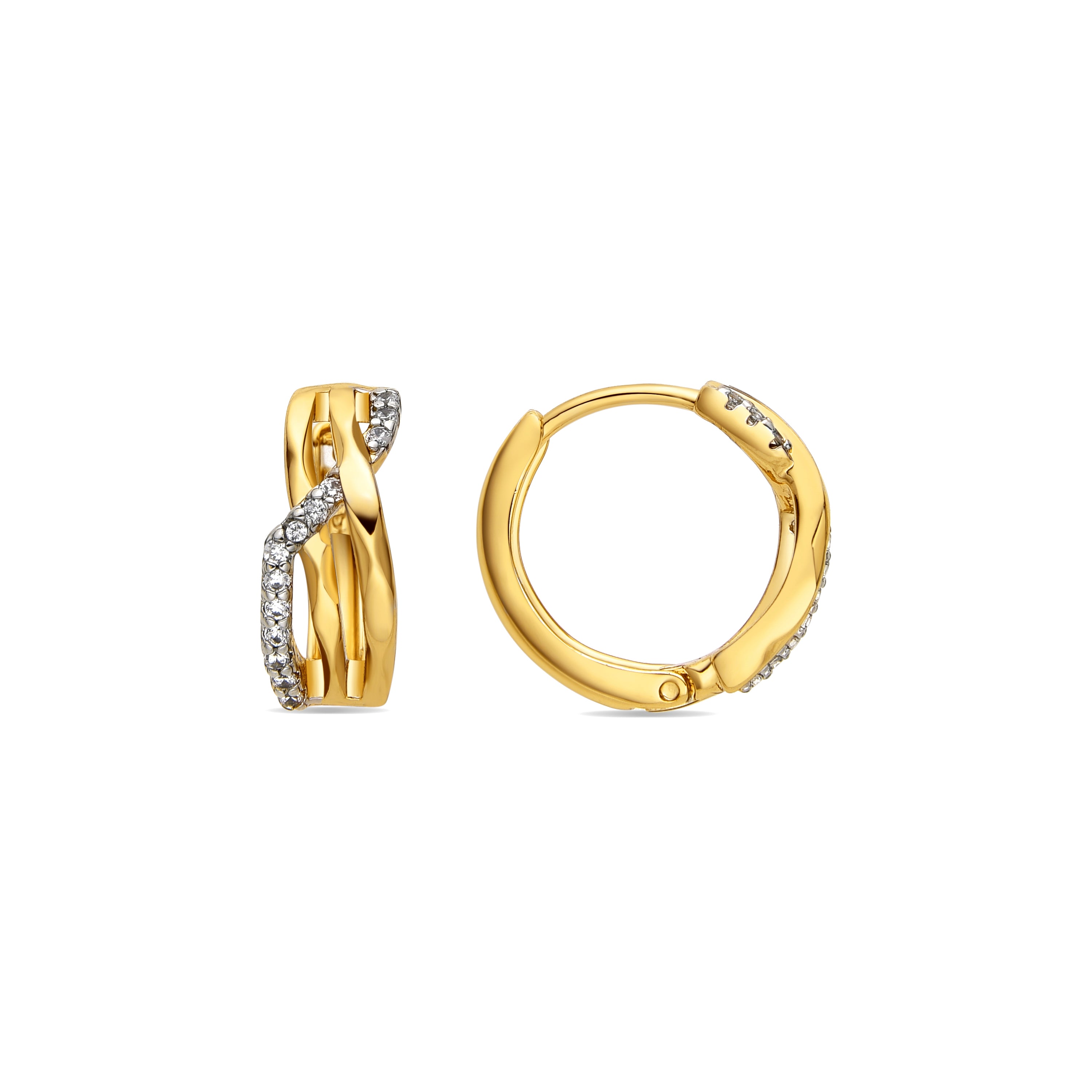 Boucles d'oreilles avec Zircone brillante finition or 18k - Lonte