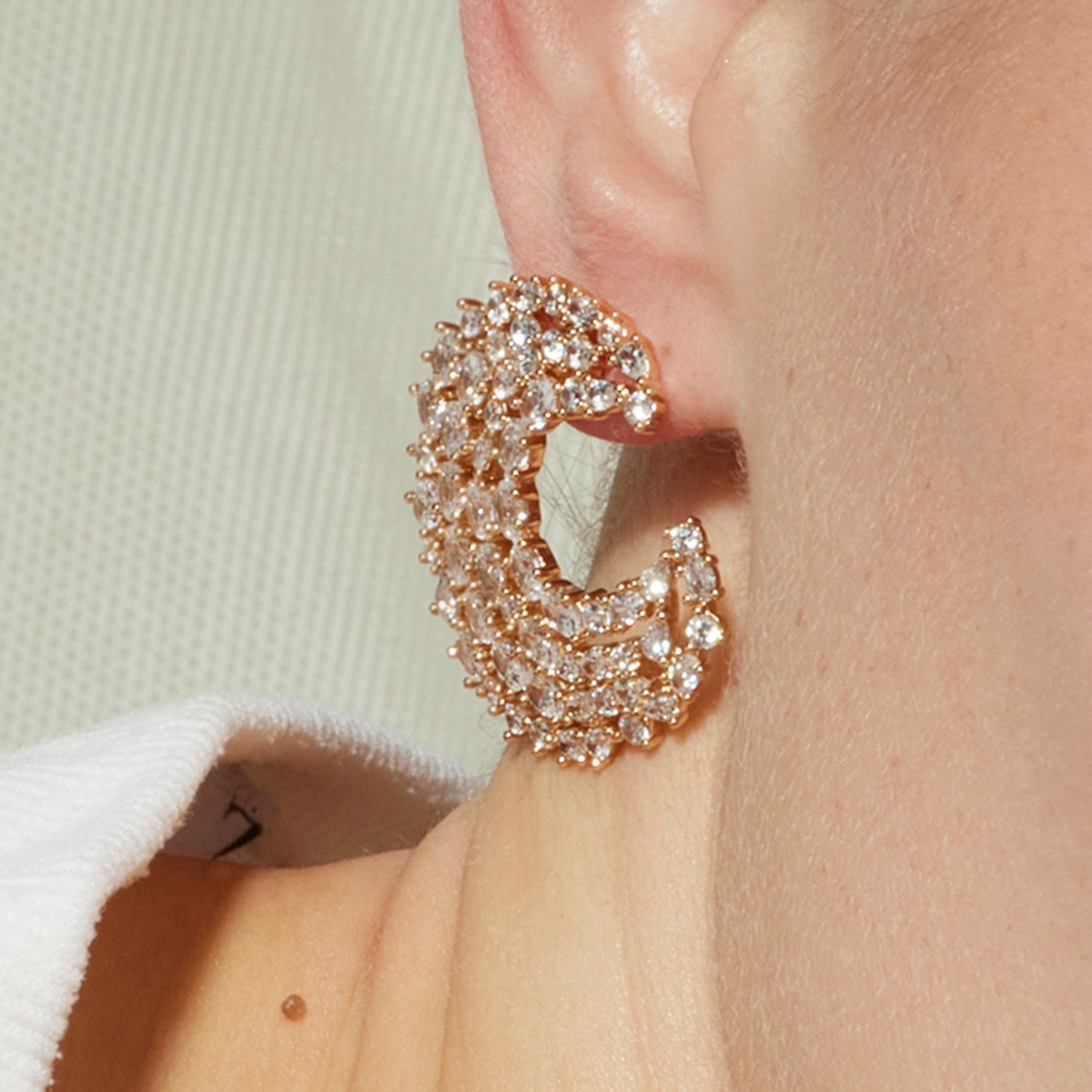 Boucles d'oreilles avec Zircone Brillante finition or 18k - Riaer