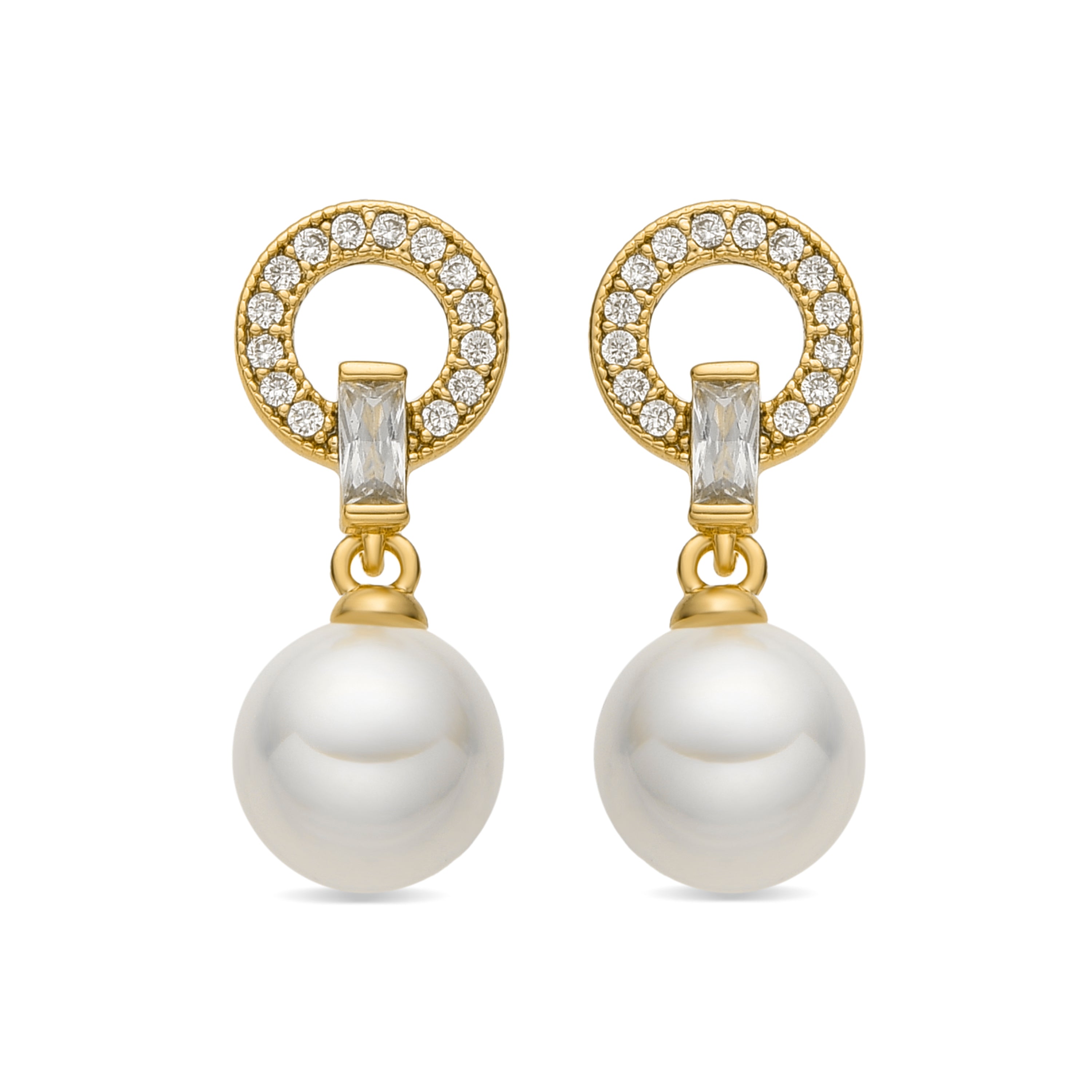 Pendientes con Perla Blanca acabado oro 18k - Hicur