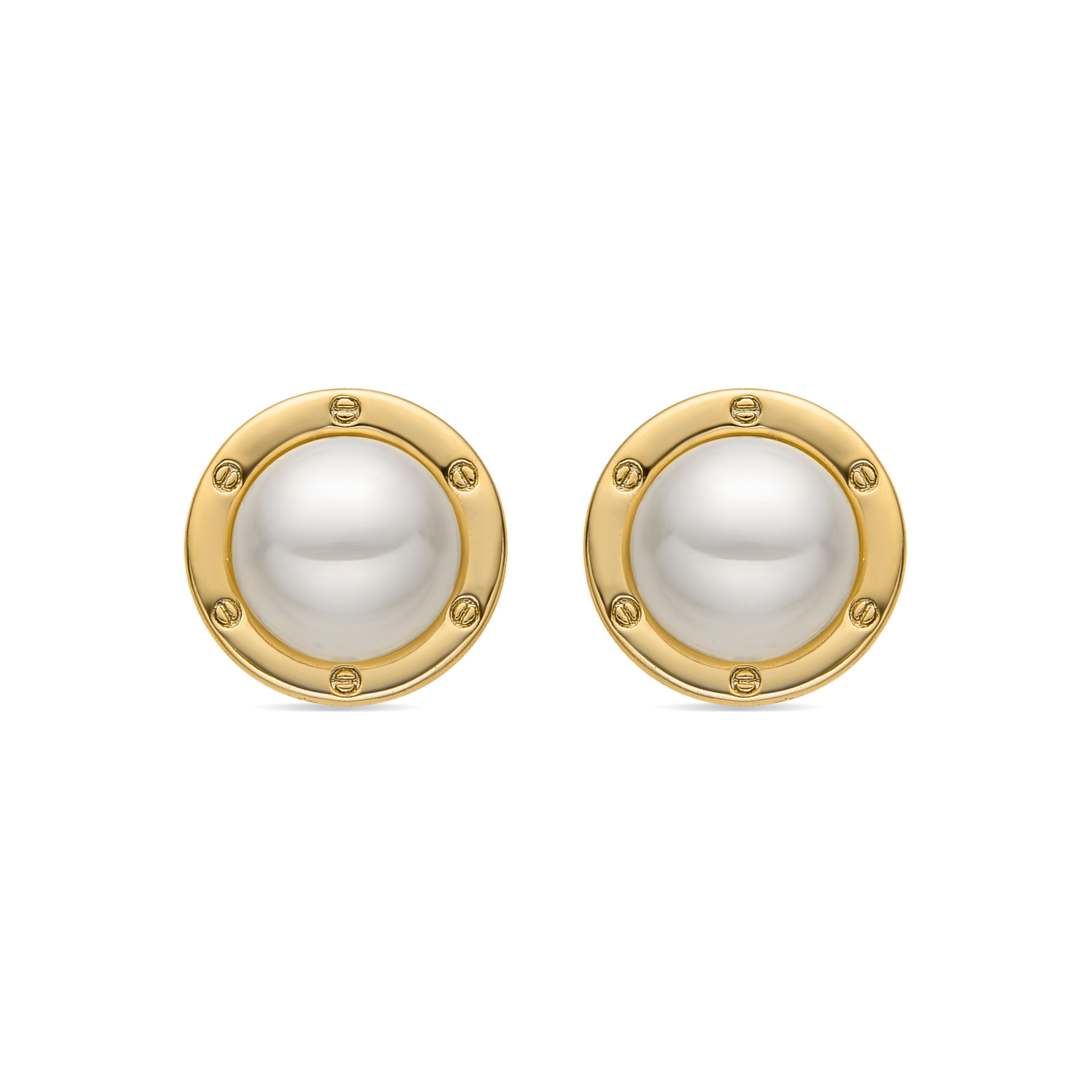 Ohrringe mit weißer Perle, 18k Gold-Finish - Ciada