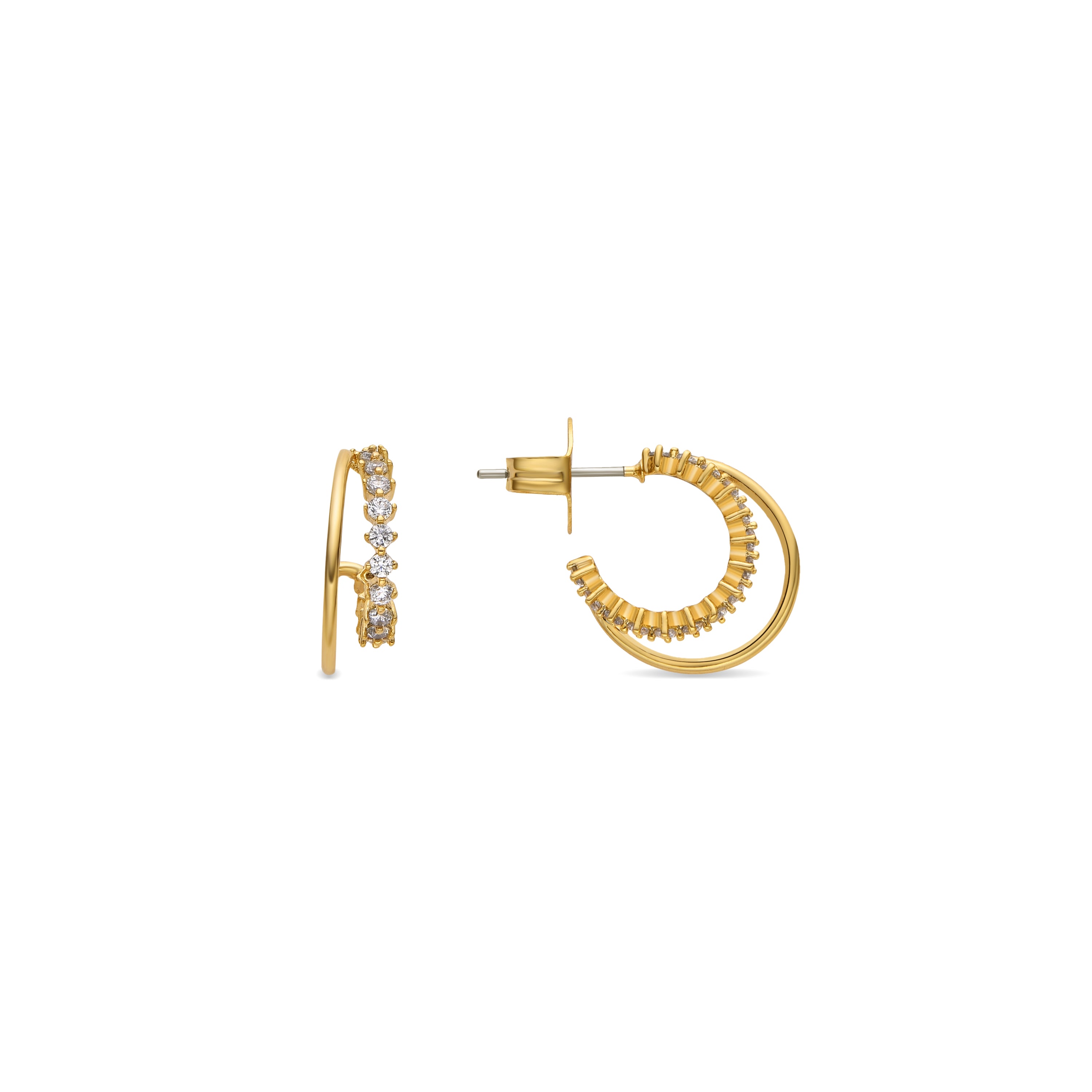 Earrings with brilliant zirconia in 18k gold finish - Daroti