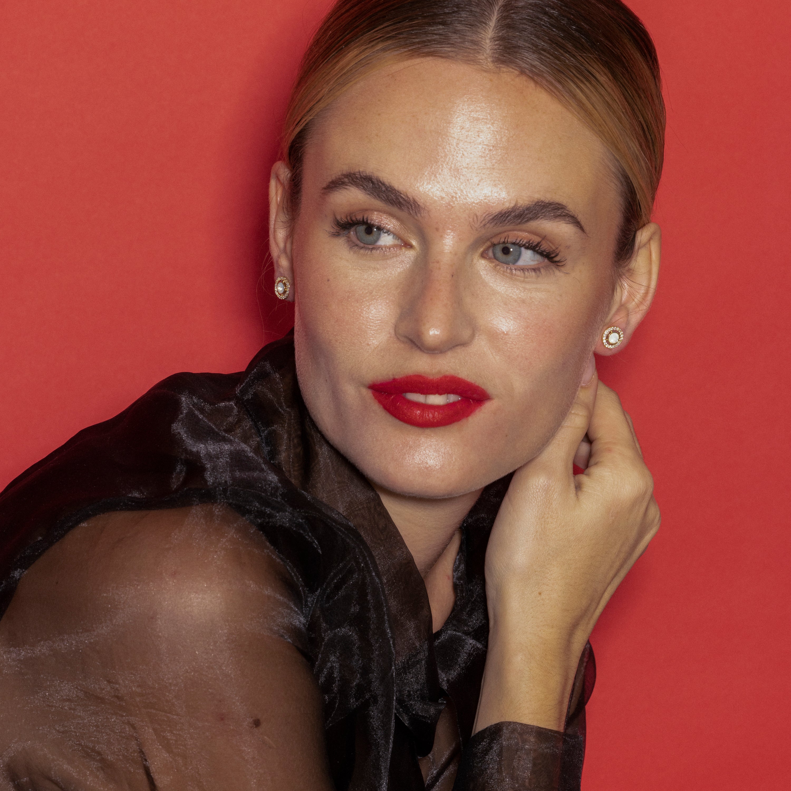 Earrings with brilliant zirconia in 18k gold finish - Riashe