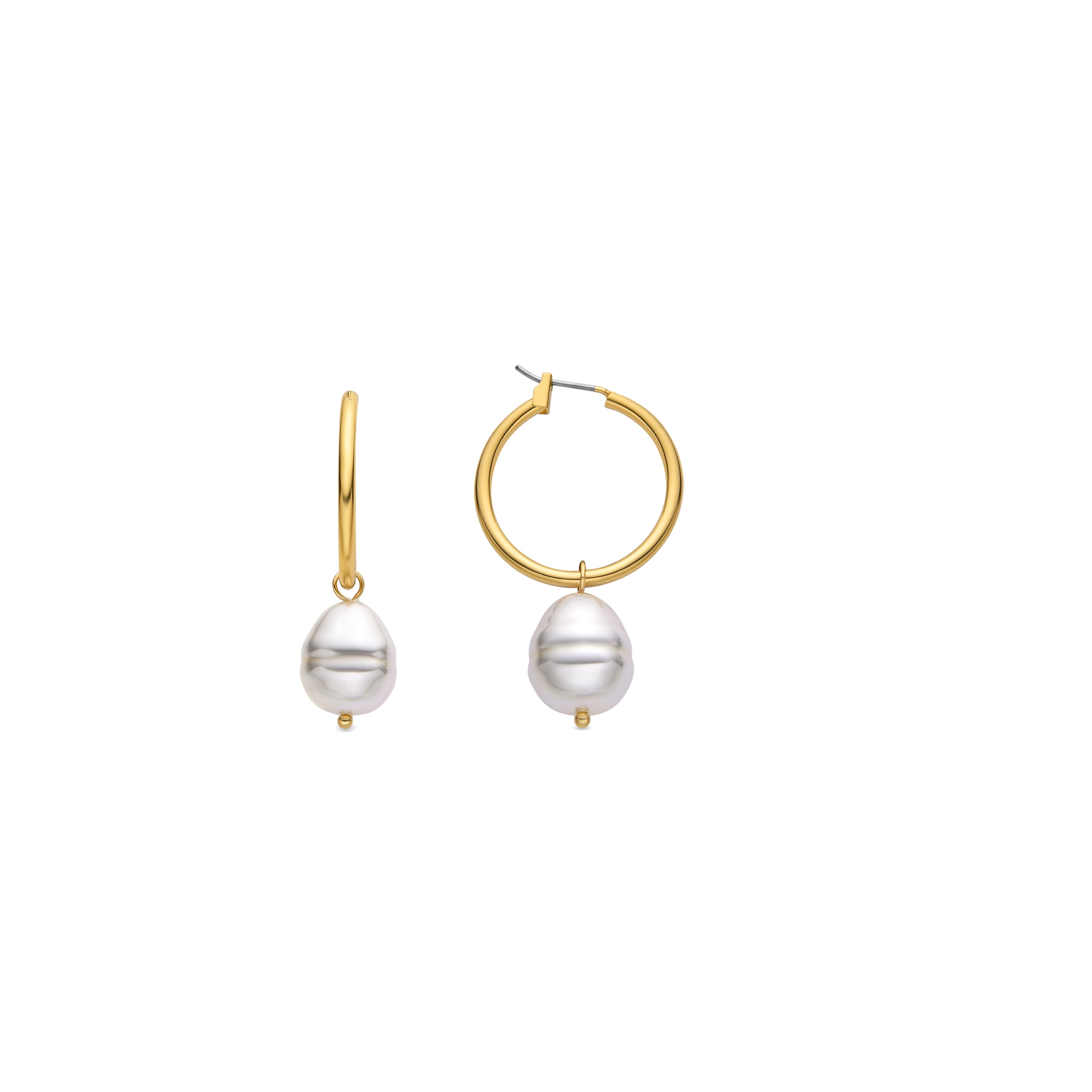 Boucles d'oreilles avec perle blanche finition or 18k - Nemys