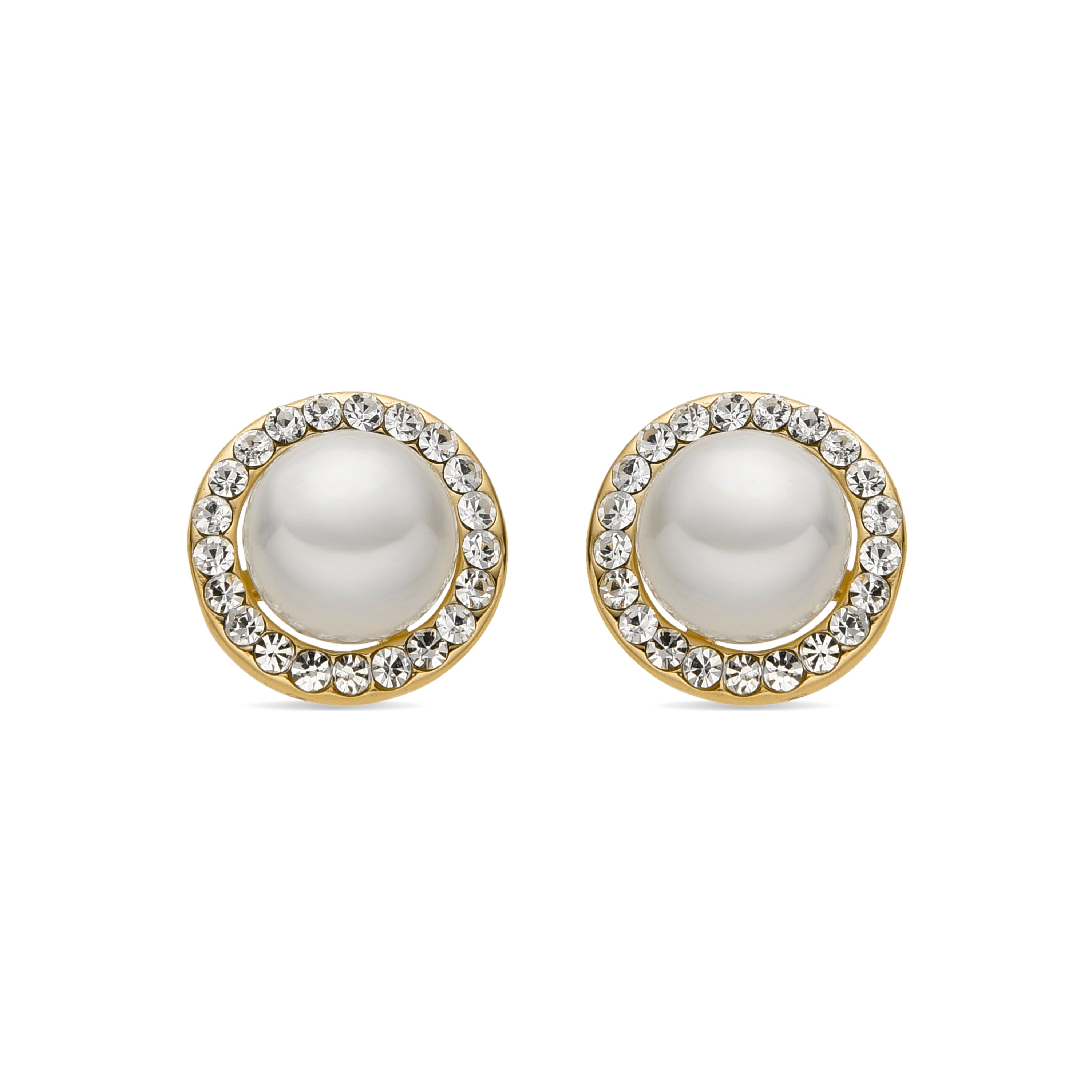 Boucles d'oreilles avec Perle Blanche finition or 18k - Basnik
