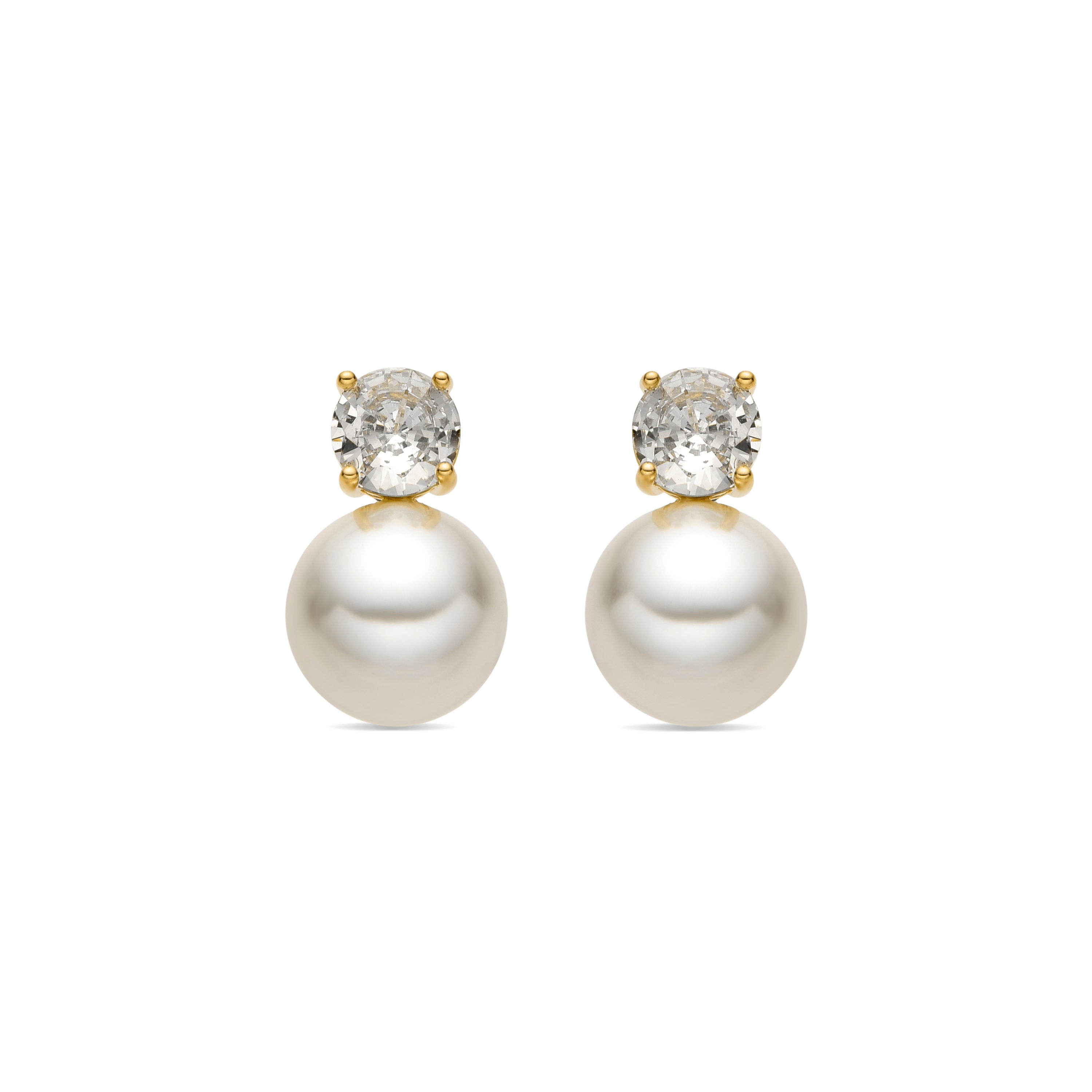 Boucles d'oreilles avec Perle Blanche finition or 18k - Pacezu
