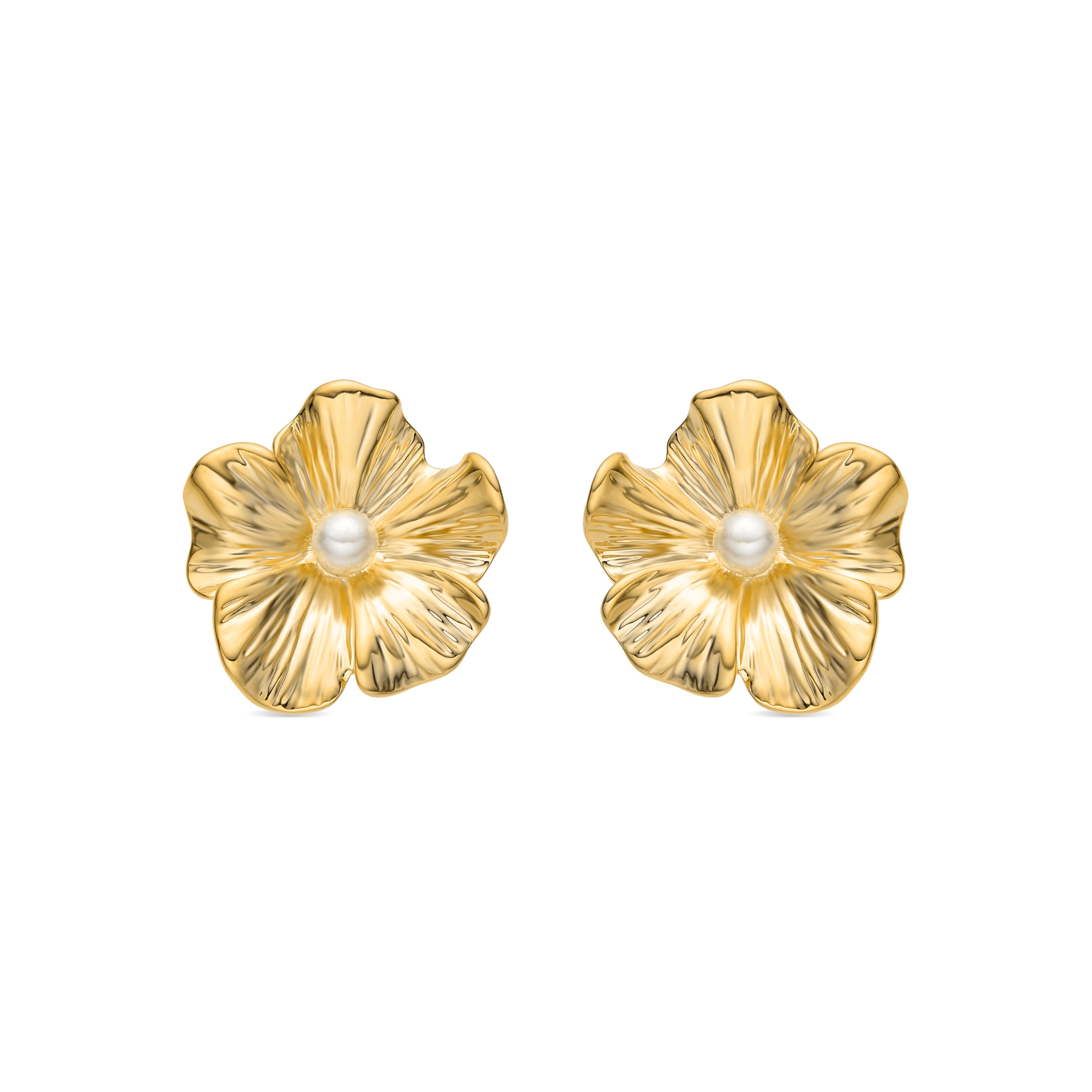 Ohrringe mit weißer Perle, 18k Gold-Finish - Leod
