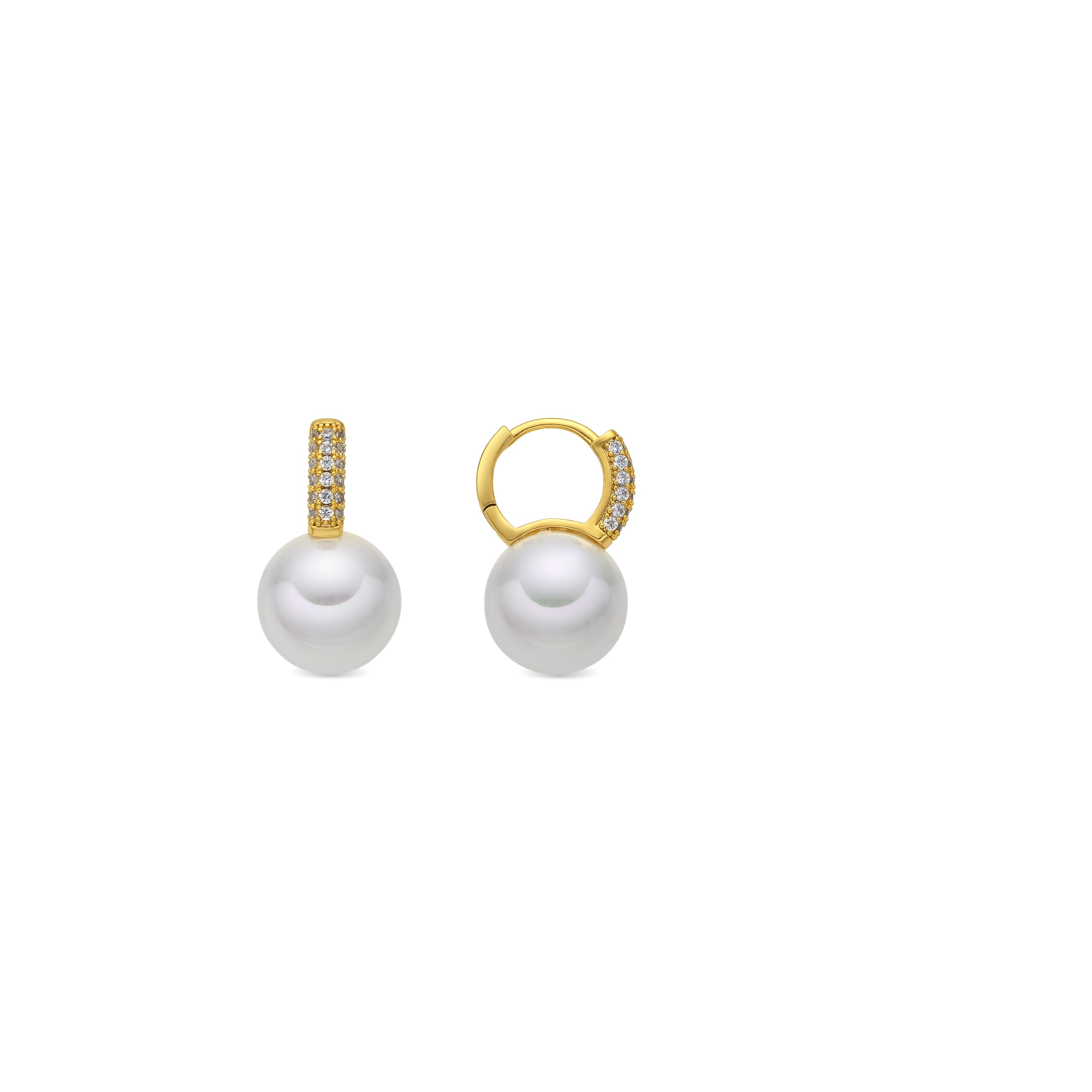 Ohrringe mit 18k Gelbgold-Finish und weiße Perle - Maeki
